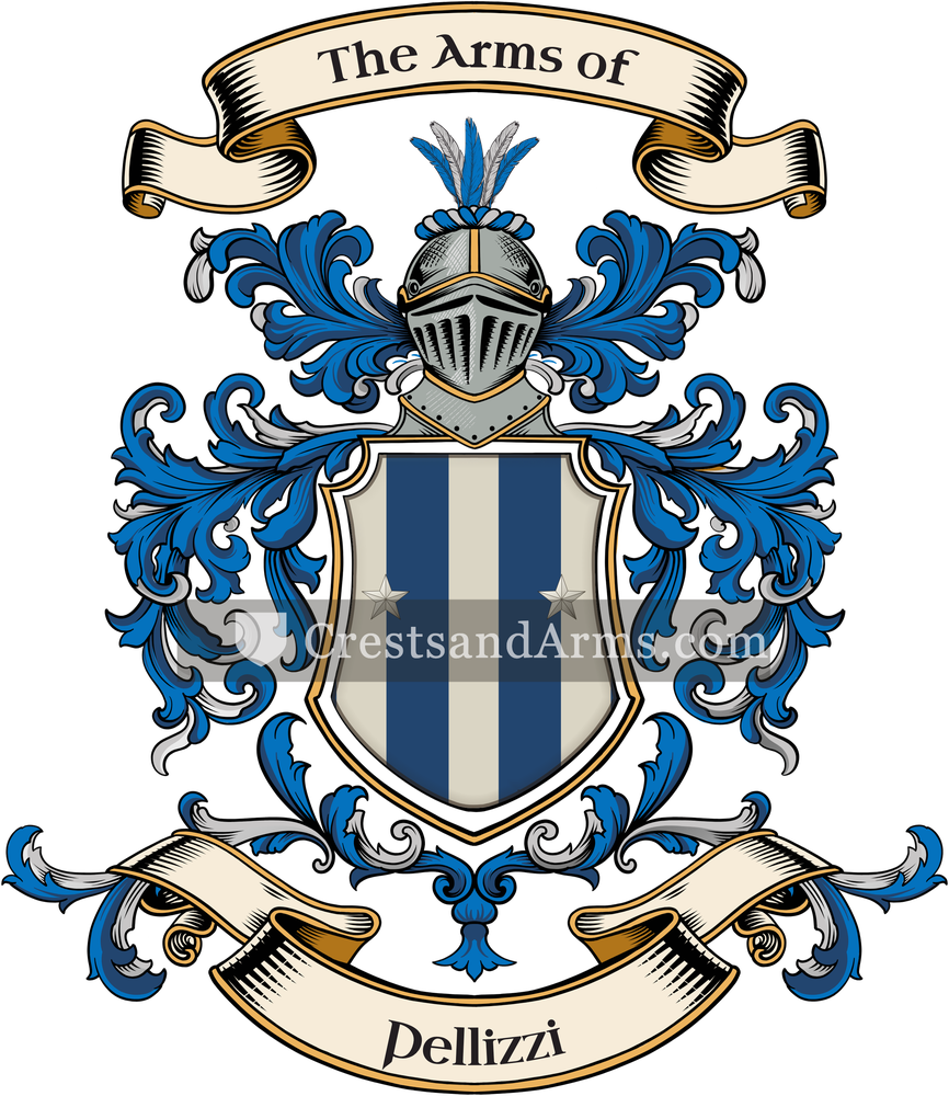 The Pellizzi coat of arms, drawn from the recorded blazon
