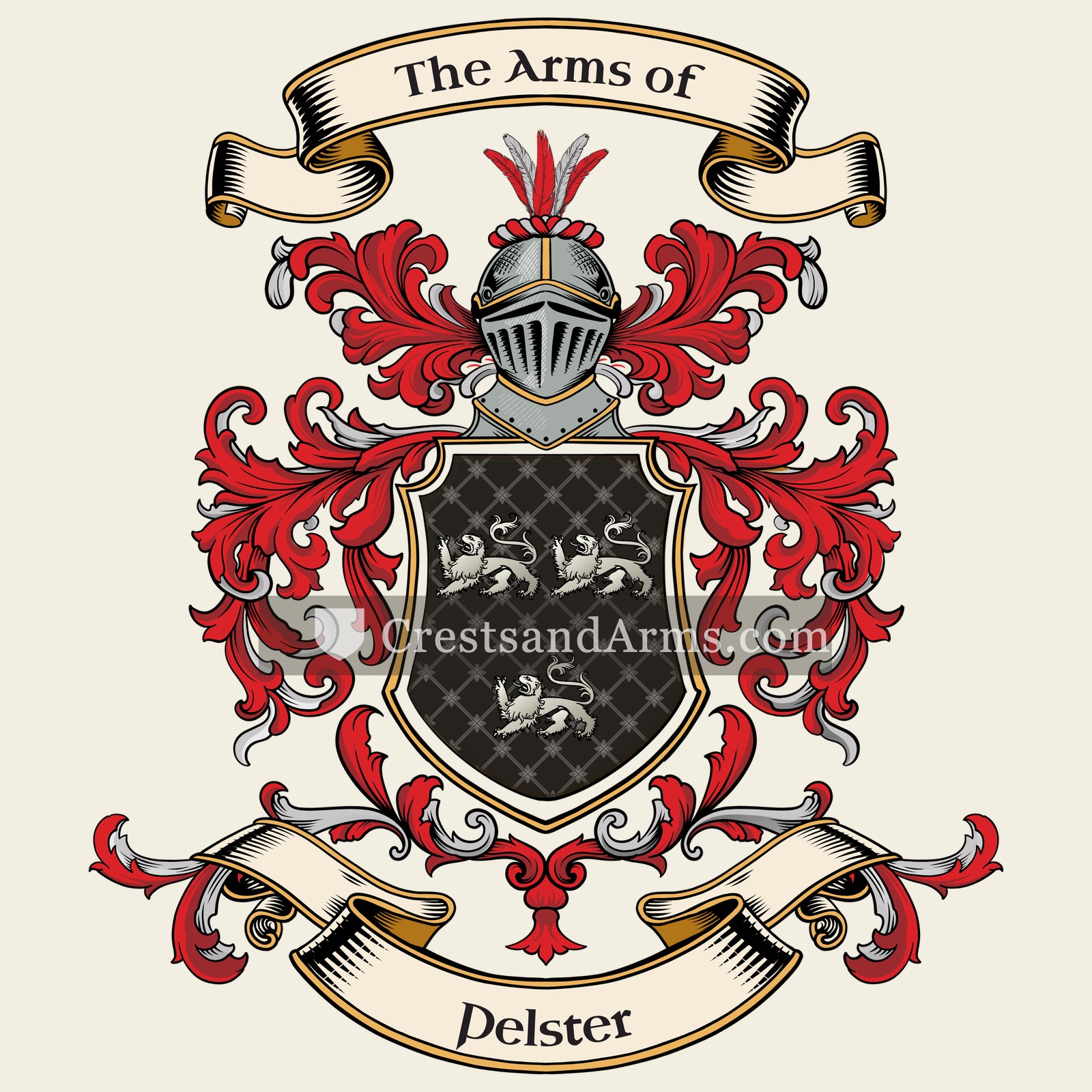 The Pelster coat of arms, drawn from the recorded blazon