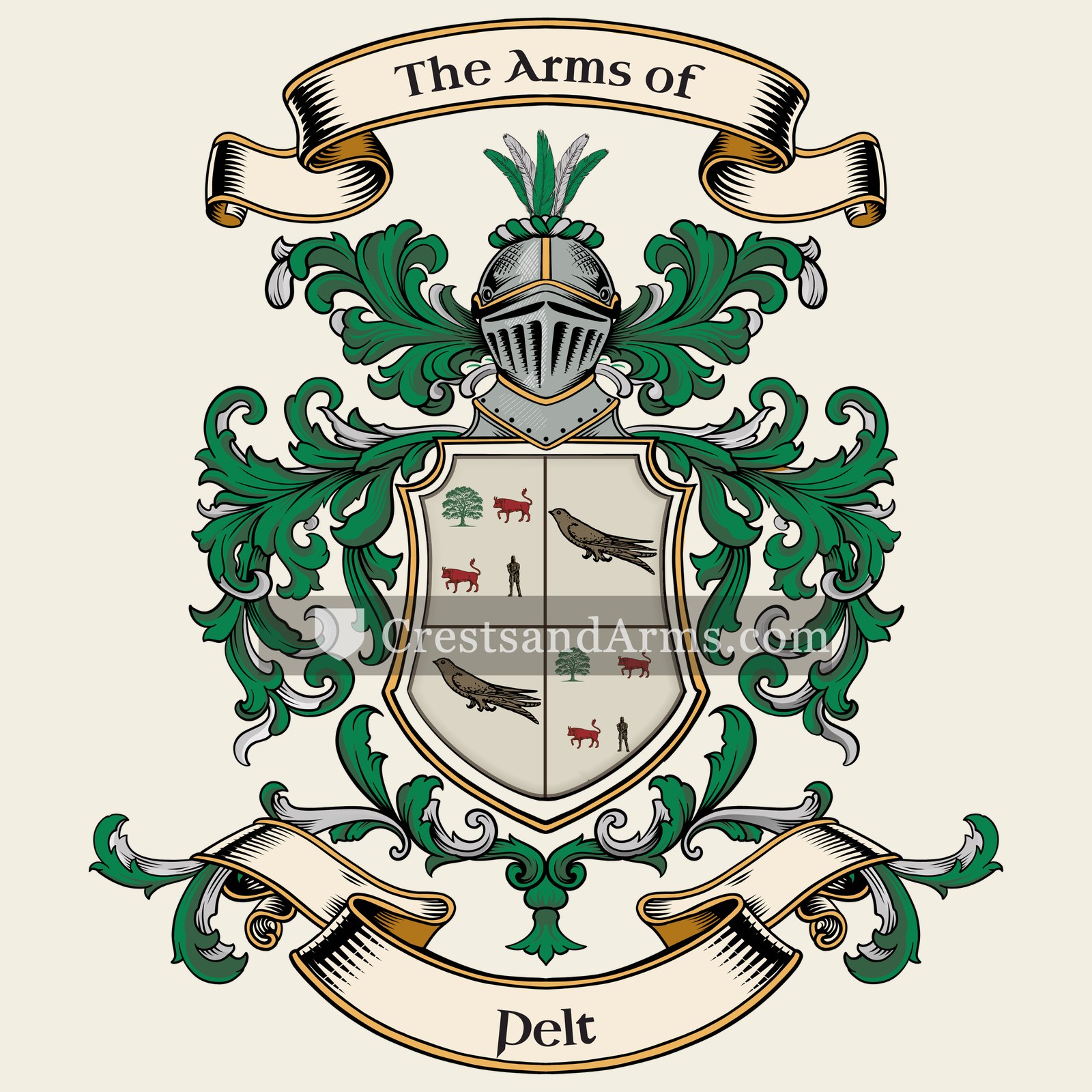 The Pelt coat of arms, drawn from the recorded blazon