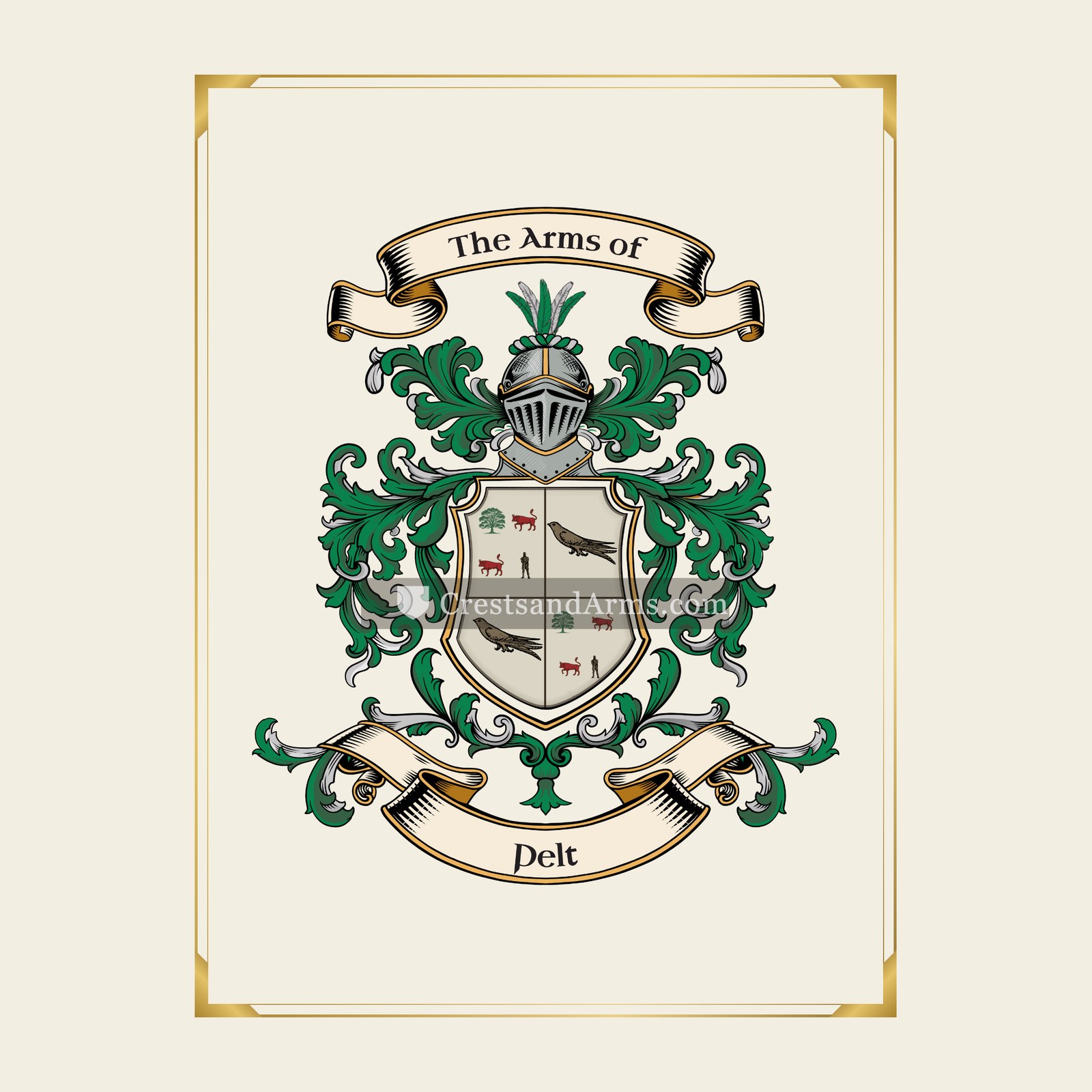 With gold border