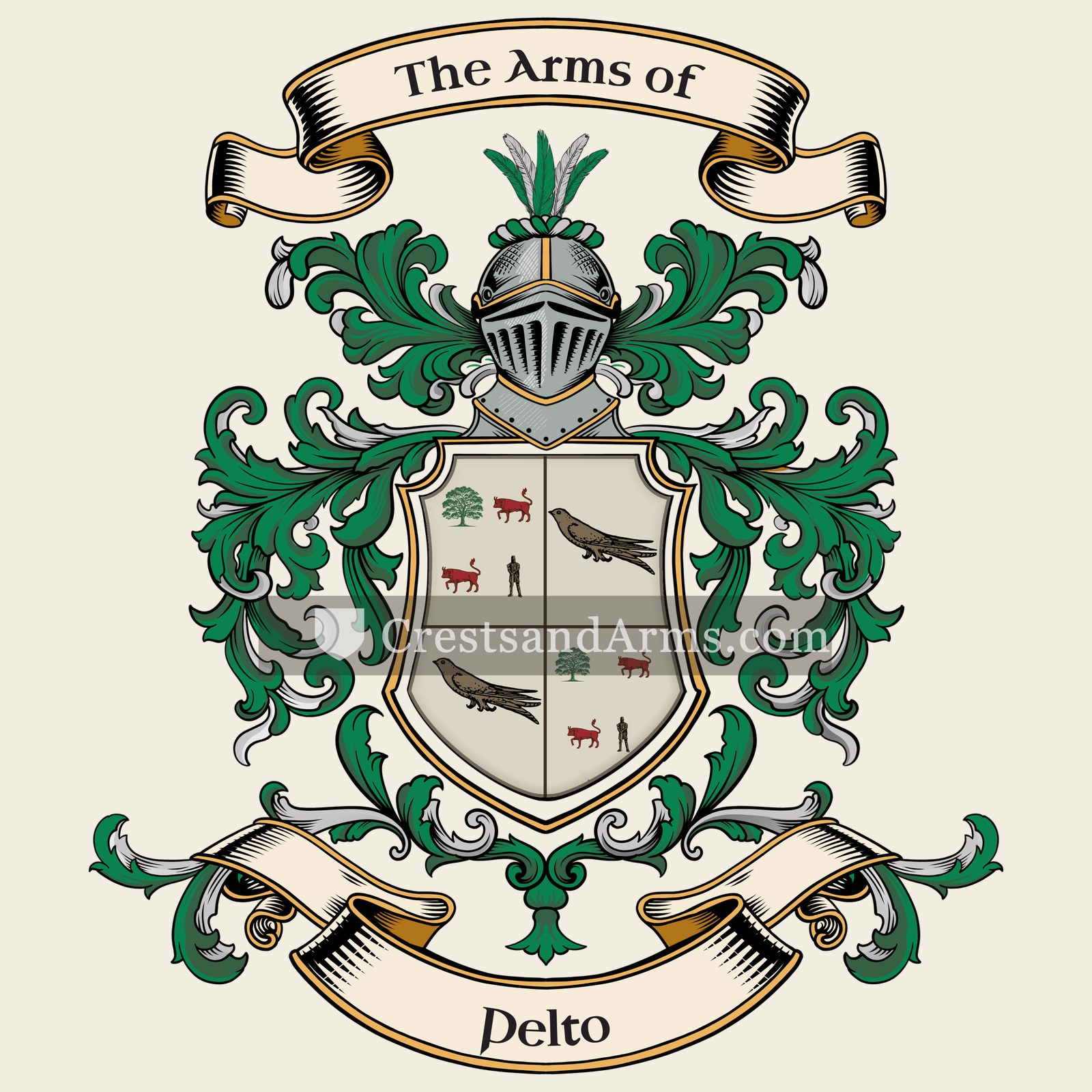 The Pelto coat of arms, drawn from the recorded blazon