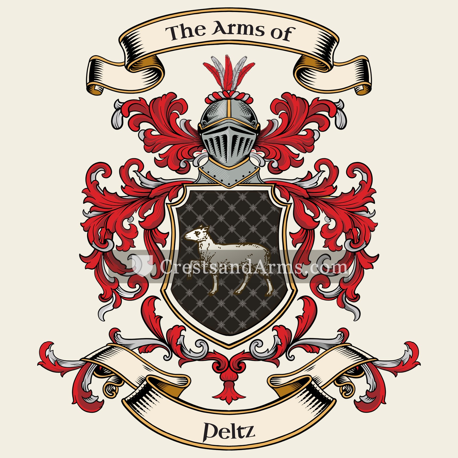 The Peltz coat of arms, drawn from the recorded blazon