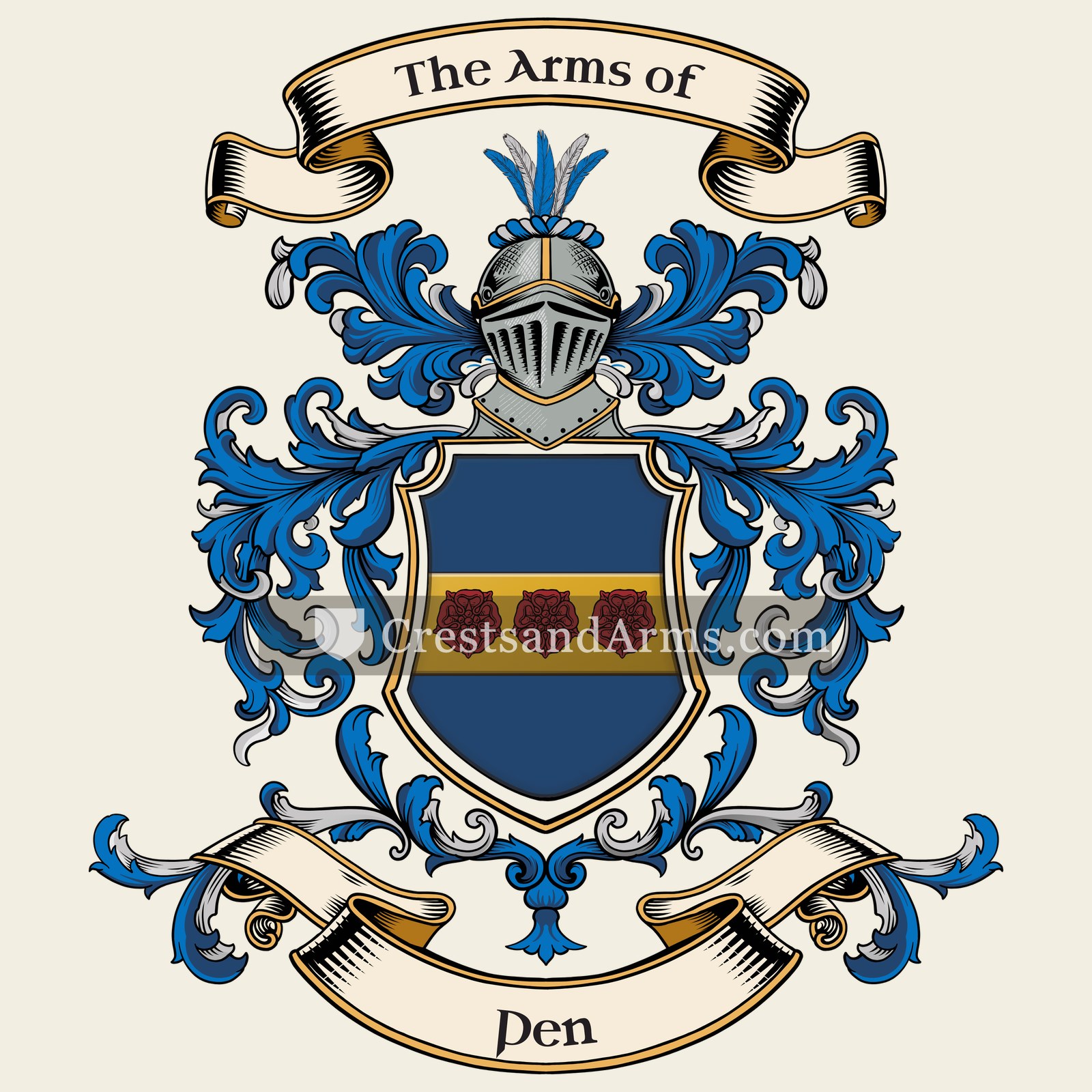 The Pen coat of arms, drawn from the recorded blazon