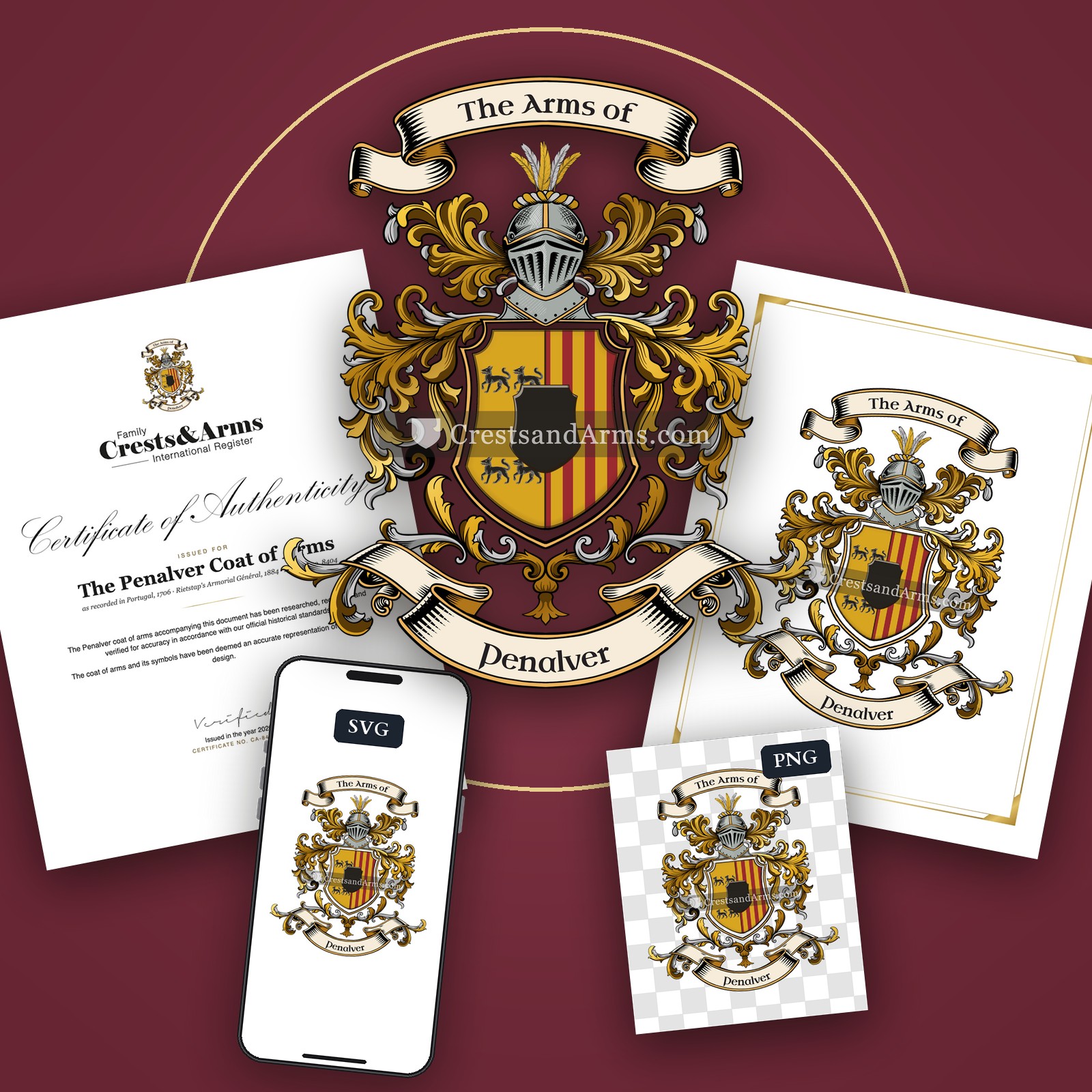 The Penalver arms on the coat of arms — digital pack