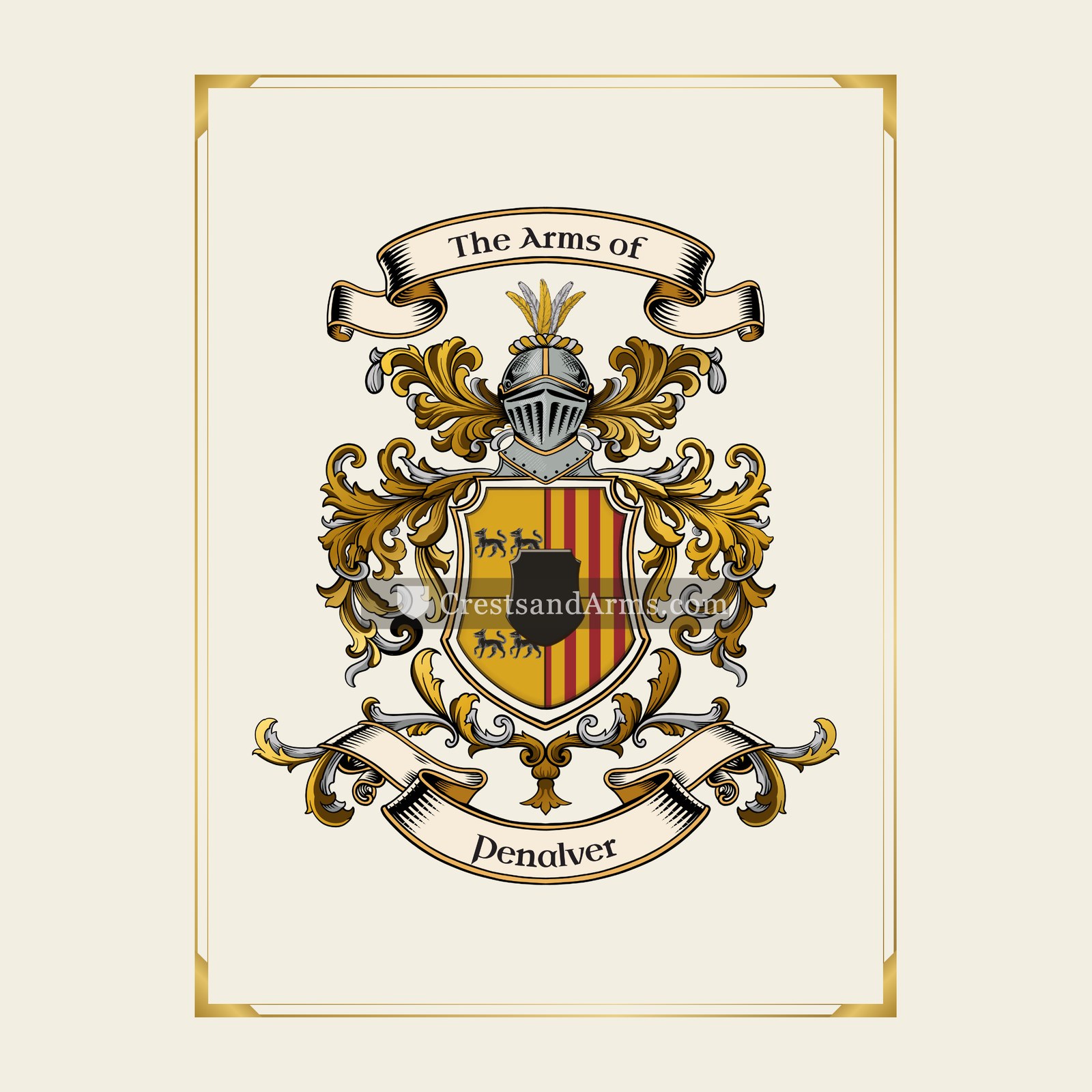 With gold border