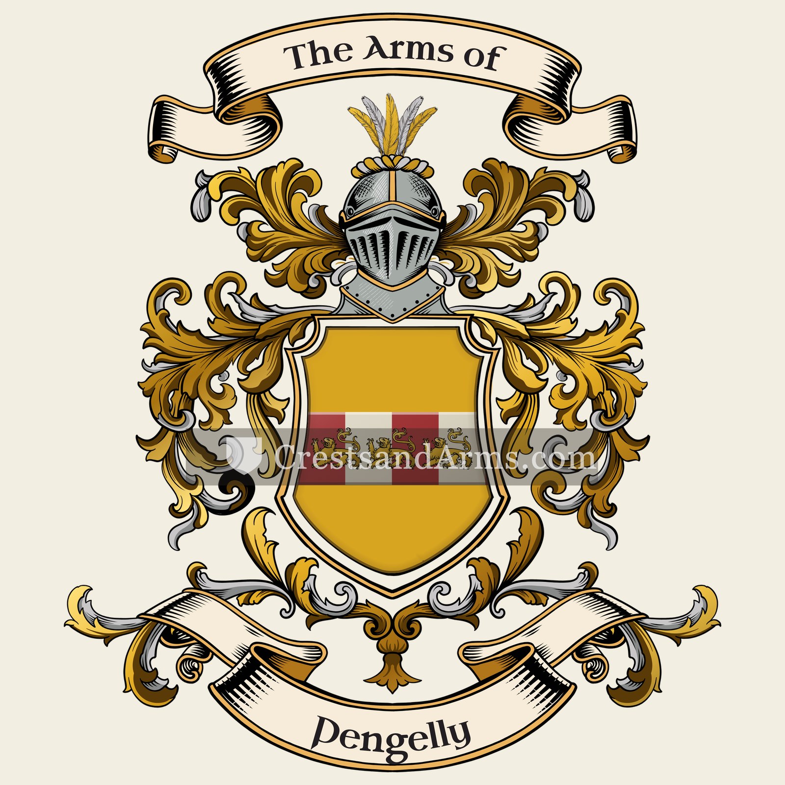 The Pengelly coat of arms, drawn from the recorded blazon