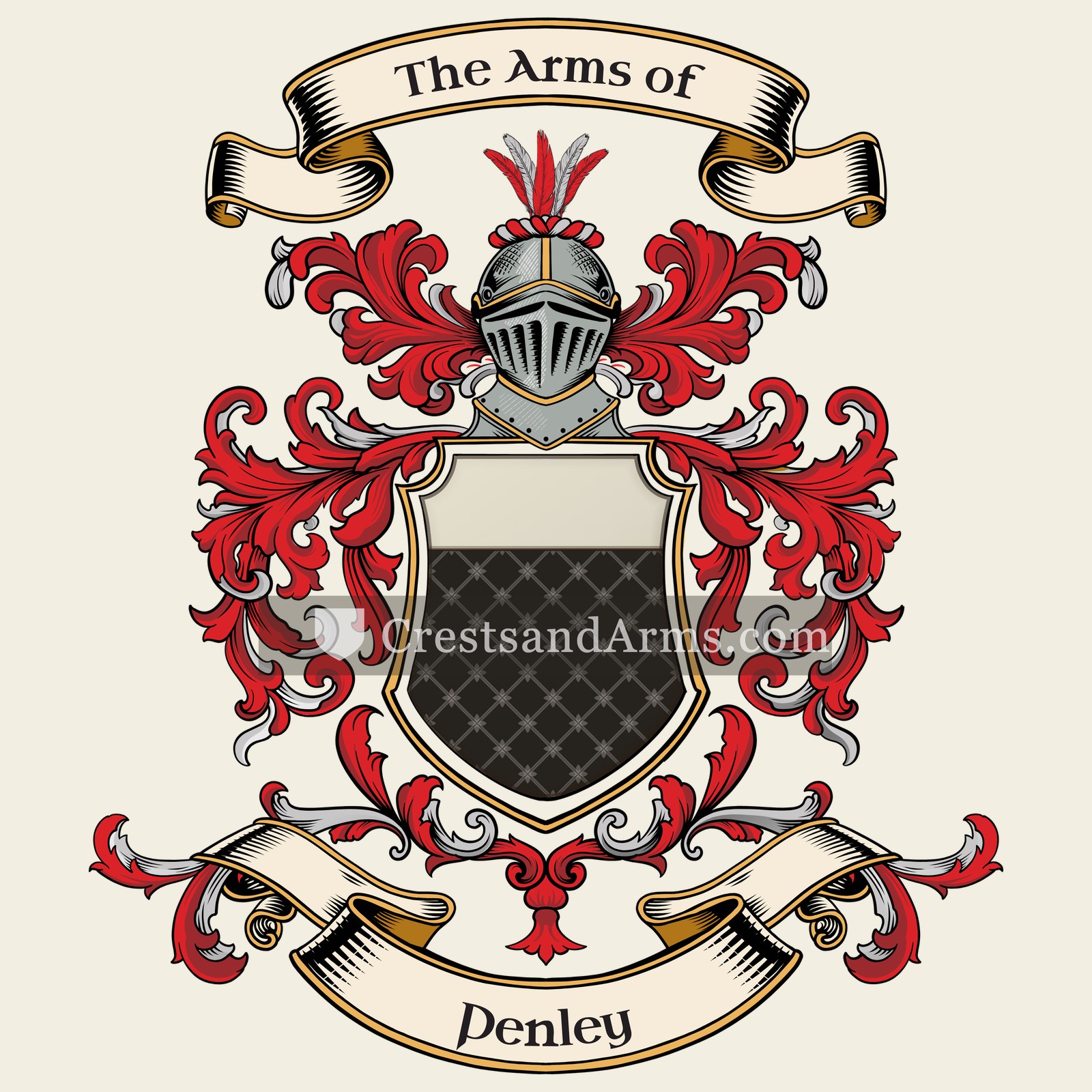 The Penley coat of arms, drawn from the recorded blazon