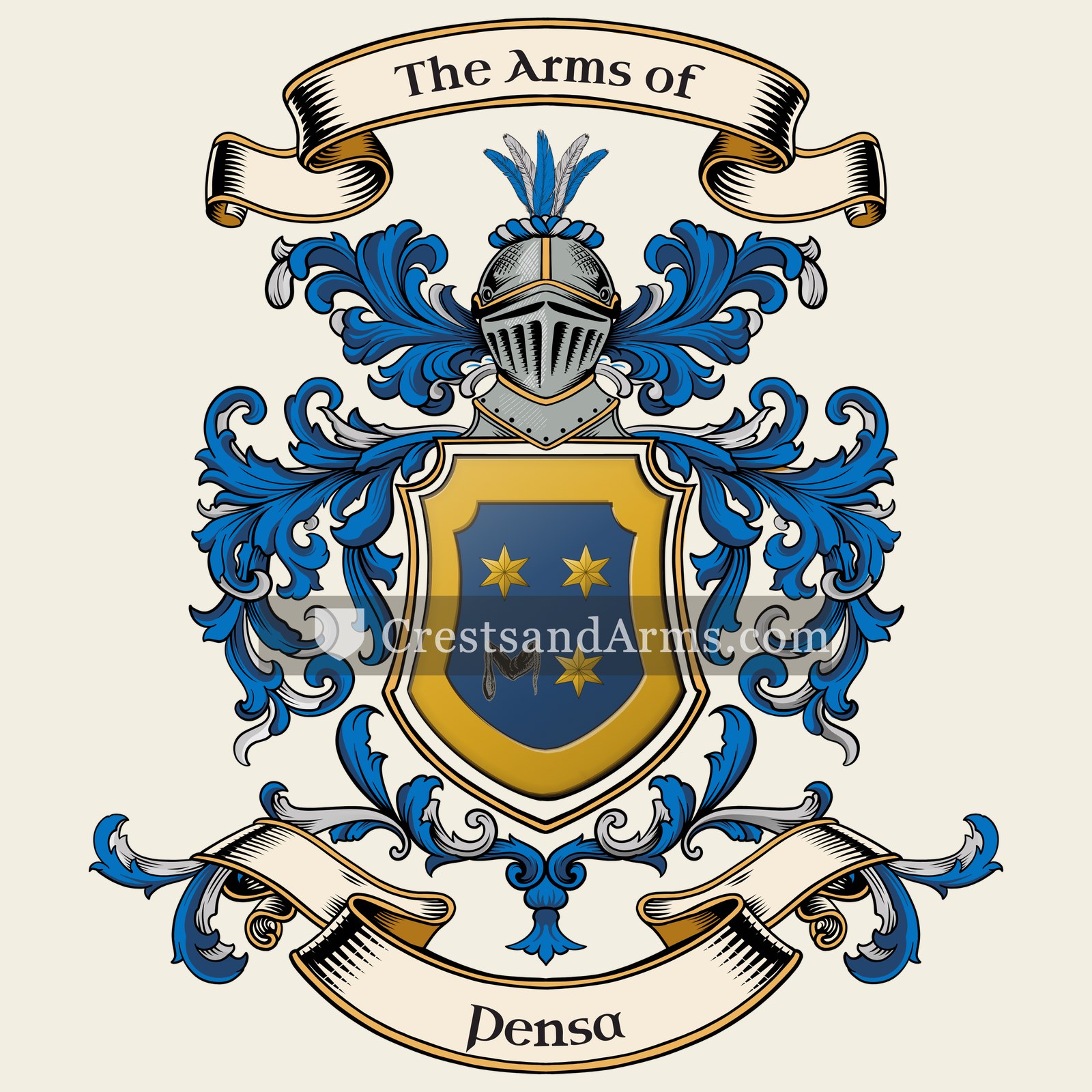 The Pensa coat of arms, drawn from the recorded blazon