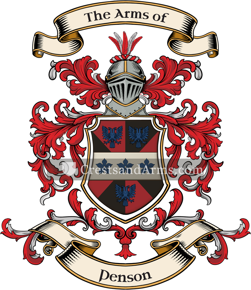 The Penson coat of arms, drawn from the recorded blazon