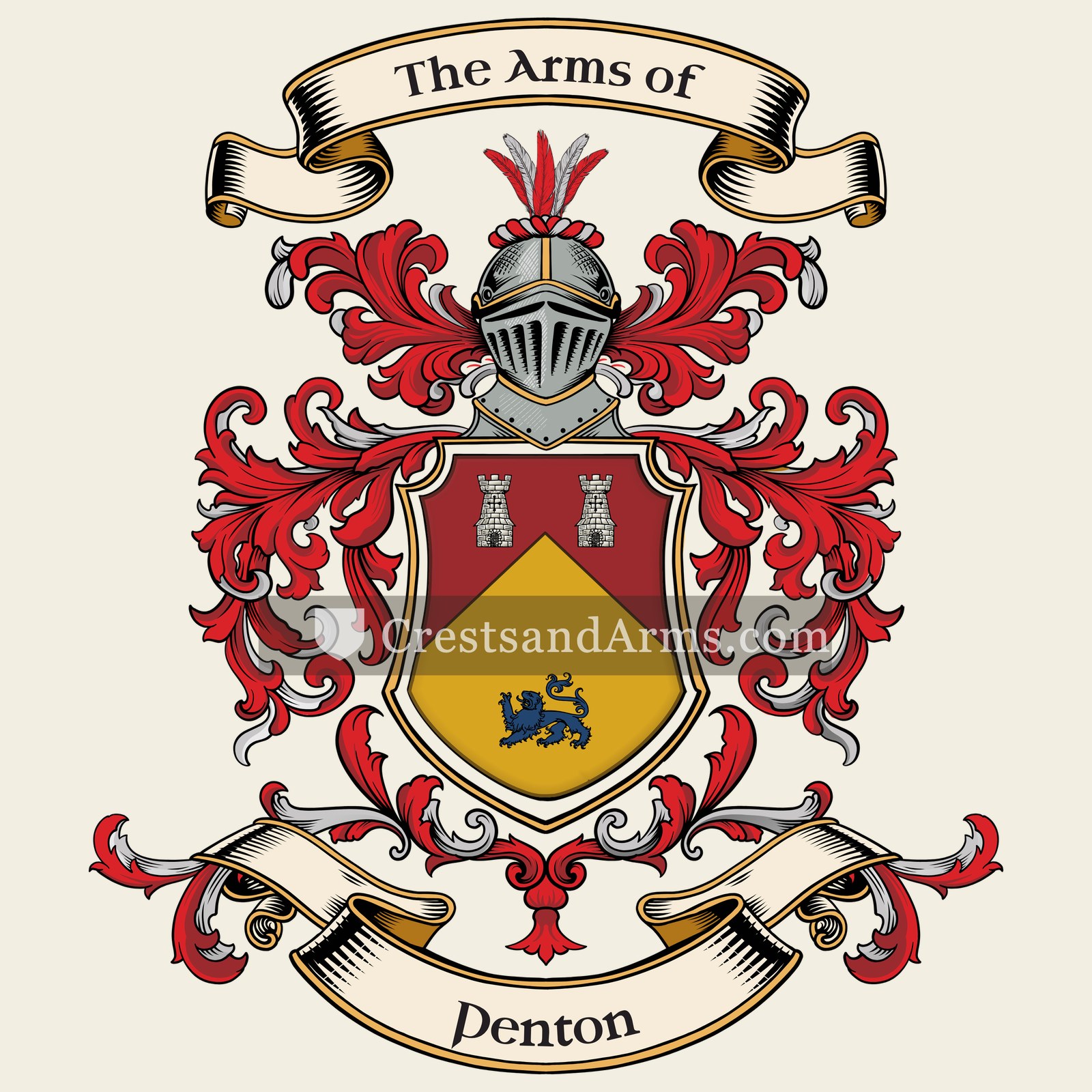 The Penton coat of arms, drawn from the recorded blazon
