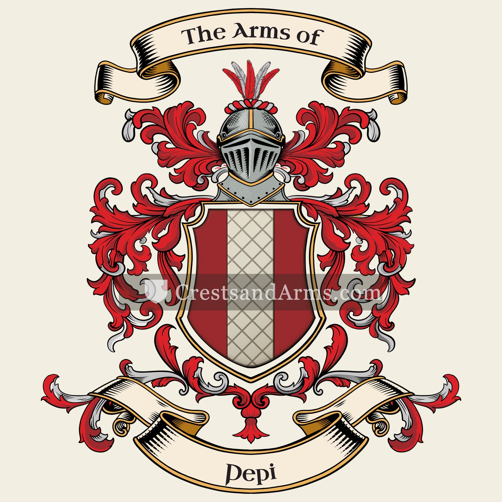 The Pepi coat of arms, drawn from the recorded blazon