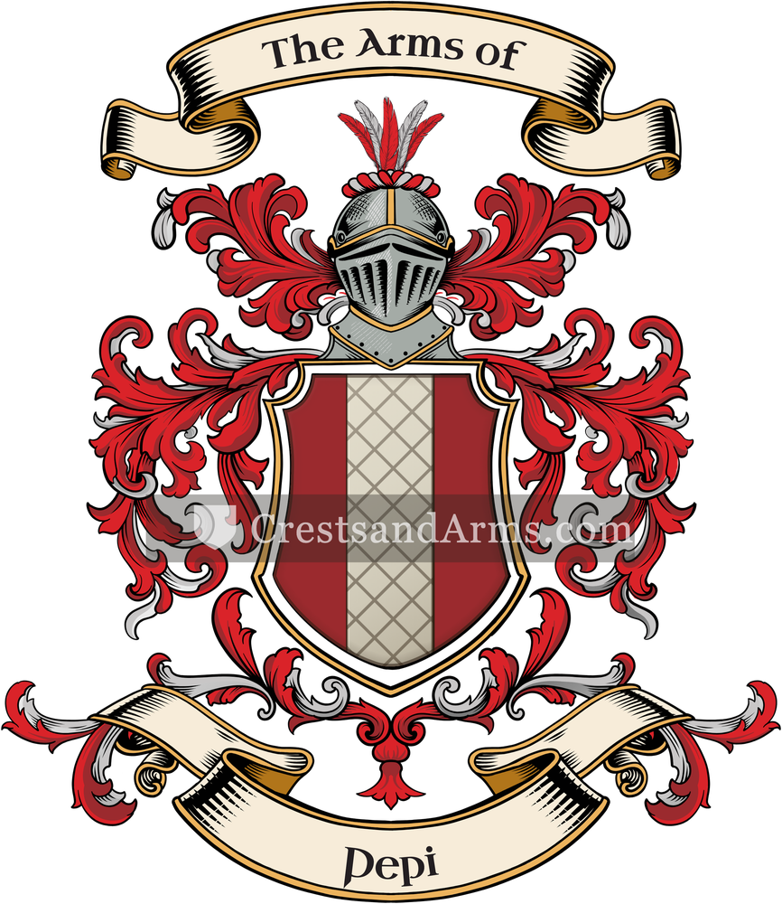 The Pepi coat of arms, drawn from the recorded blazon