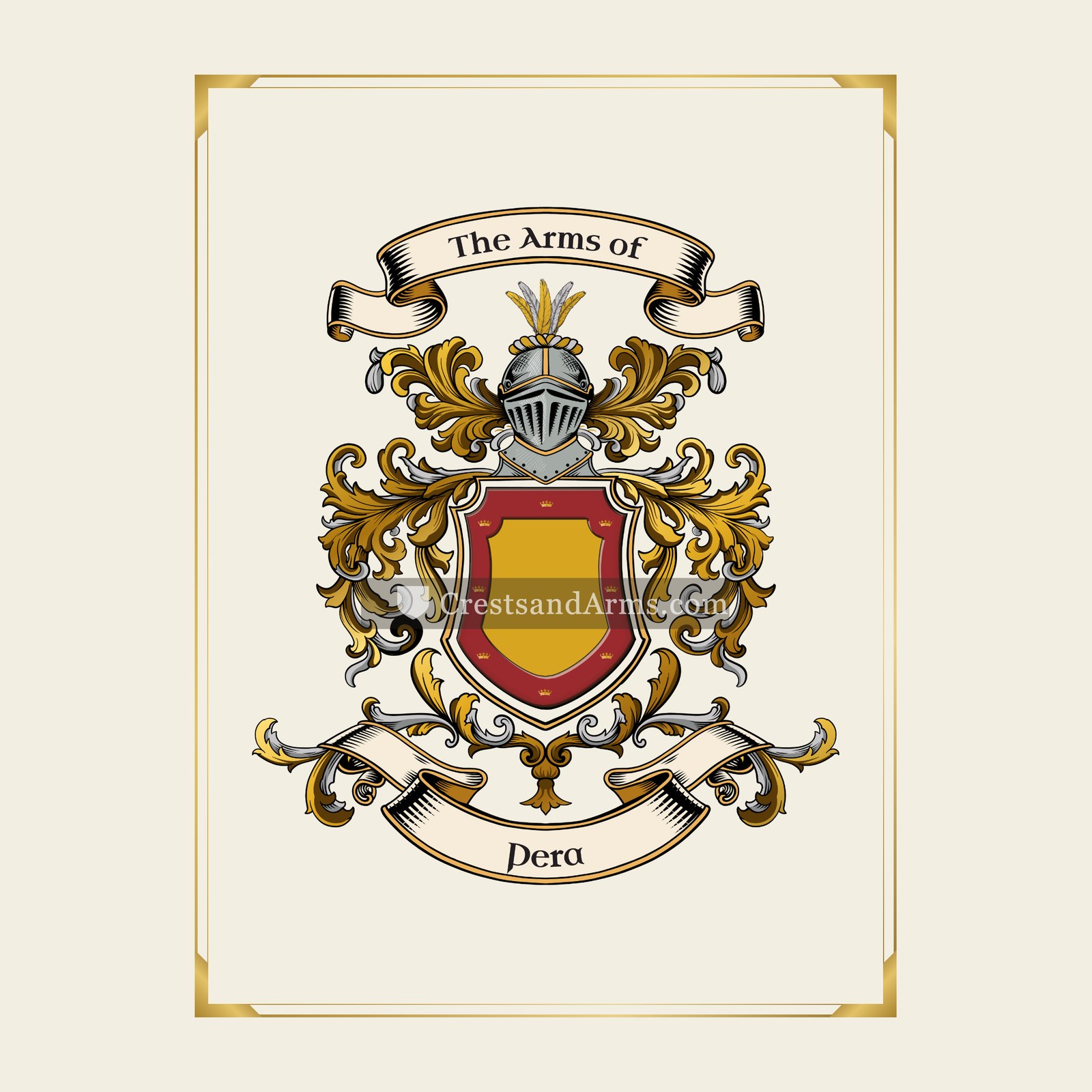 With gold border