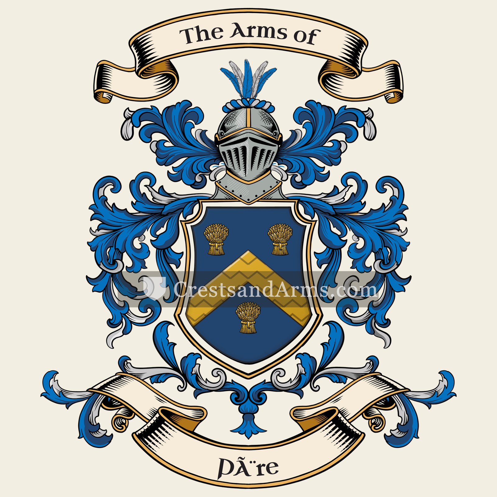 The Père coat of arms, drawn from the recorded blazon