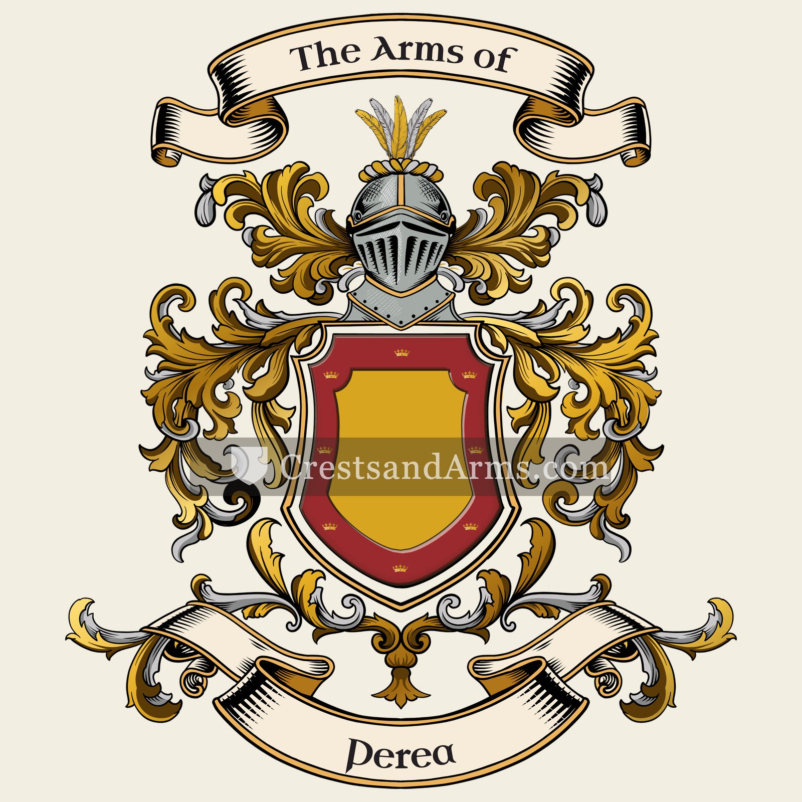 The Perea coat of arms, drawn from the recorded blazon