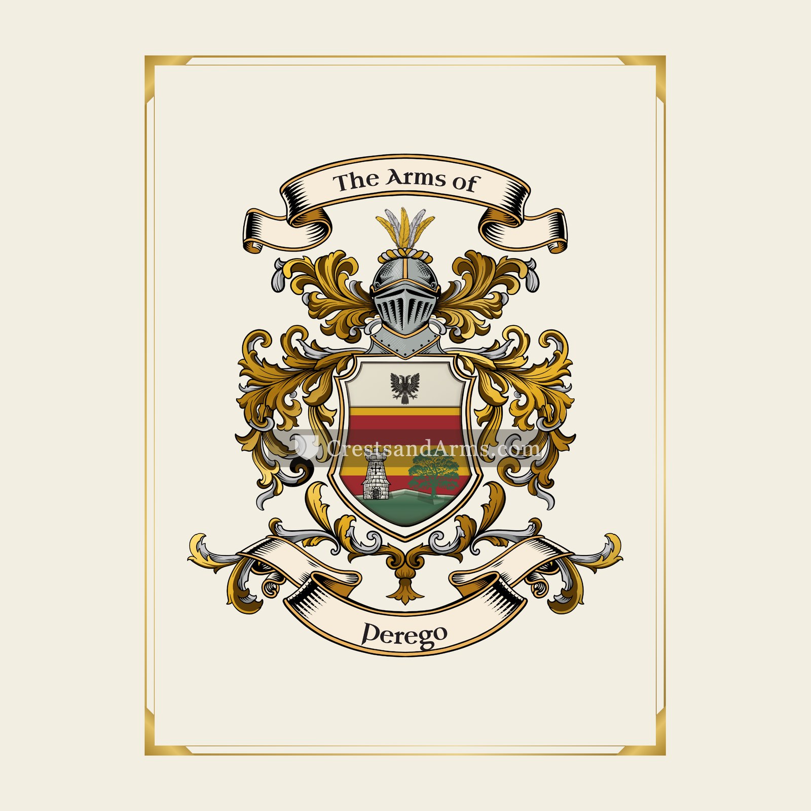 With gold border