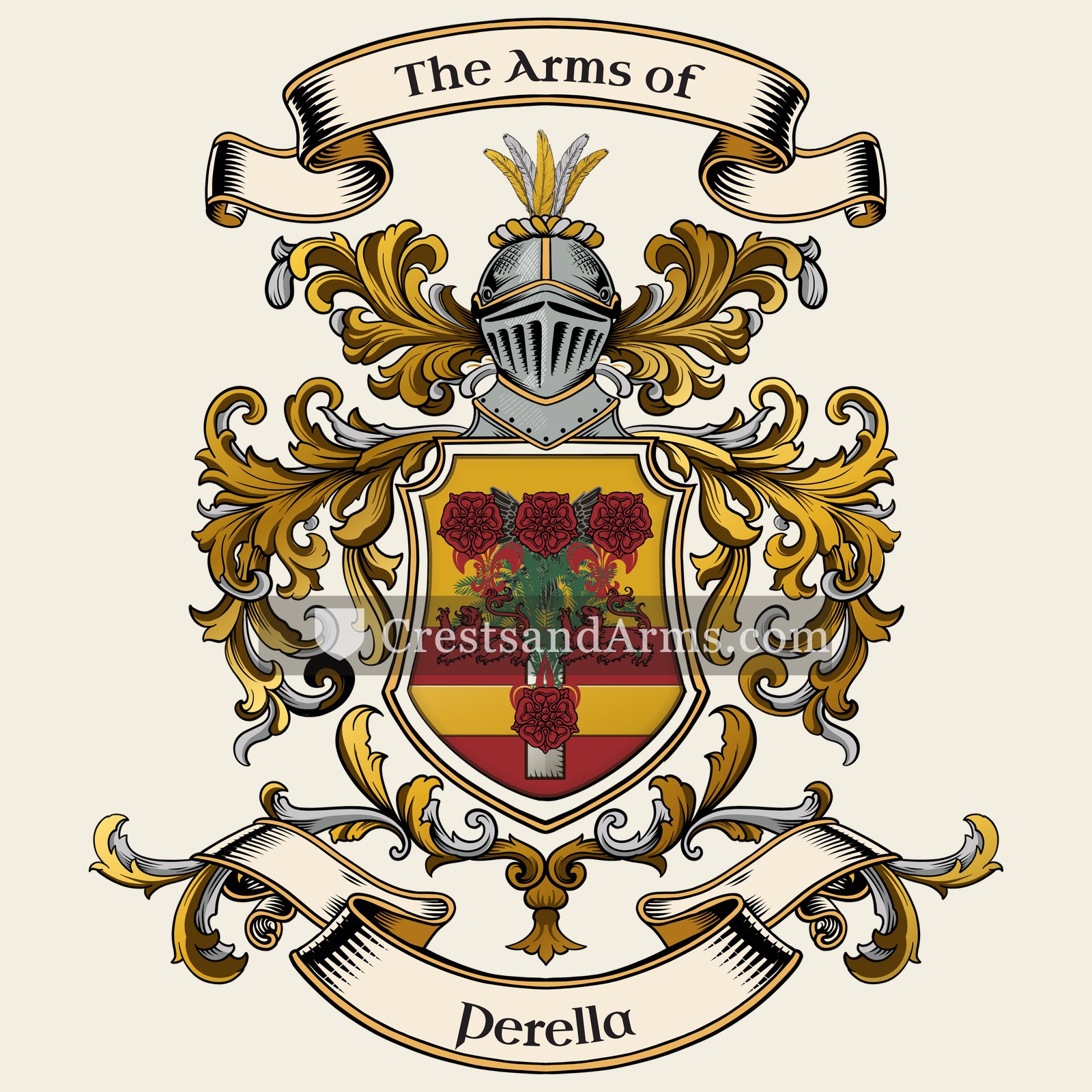 The Perella coat of arms, drawn from the recorded blazon