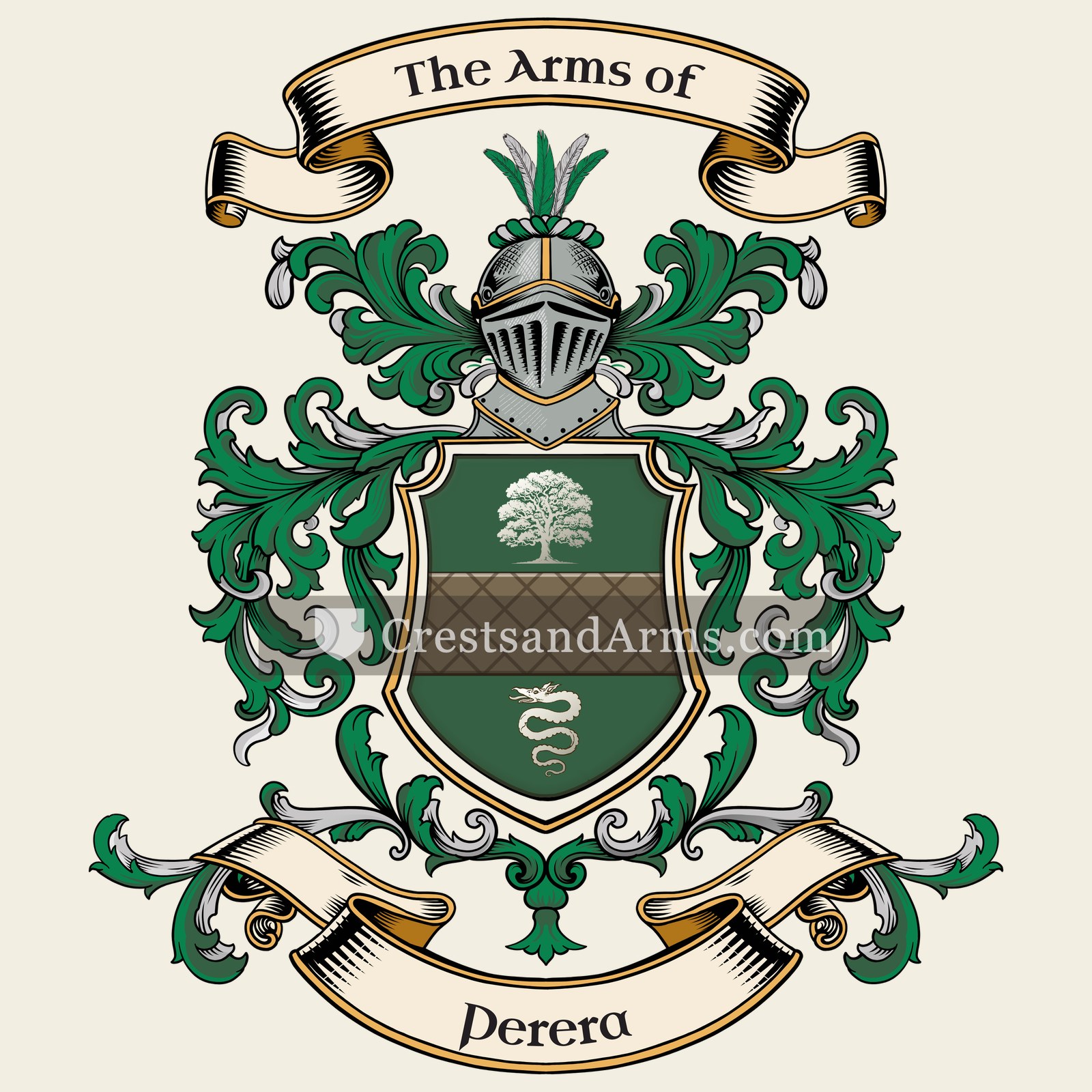 The Perera coat of arms, drawn from the recorded blazon