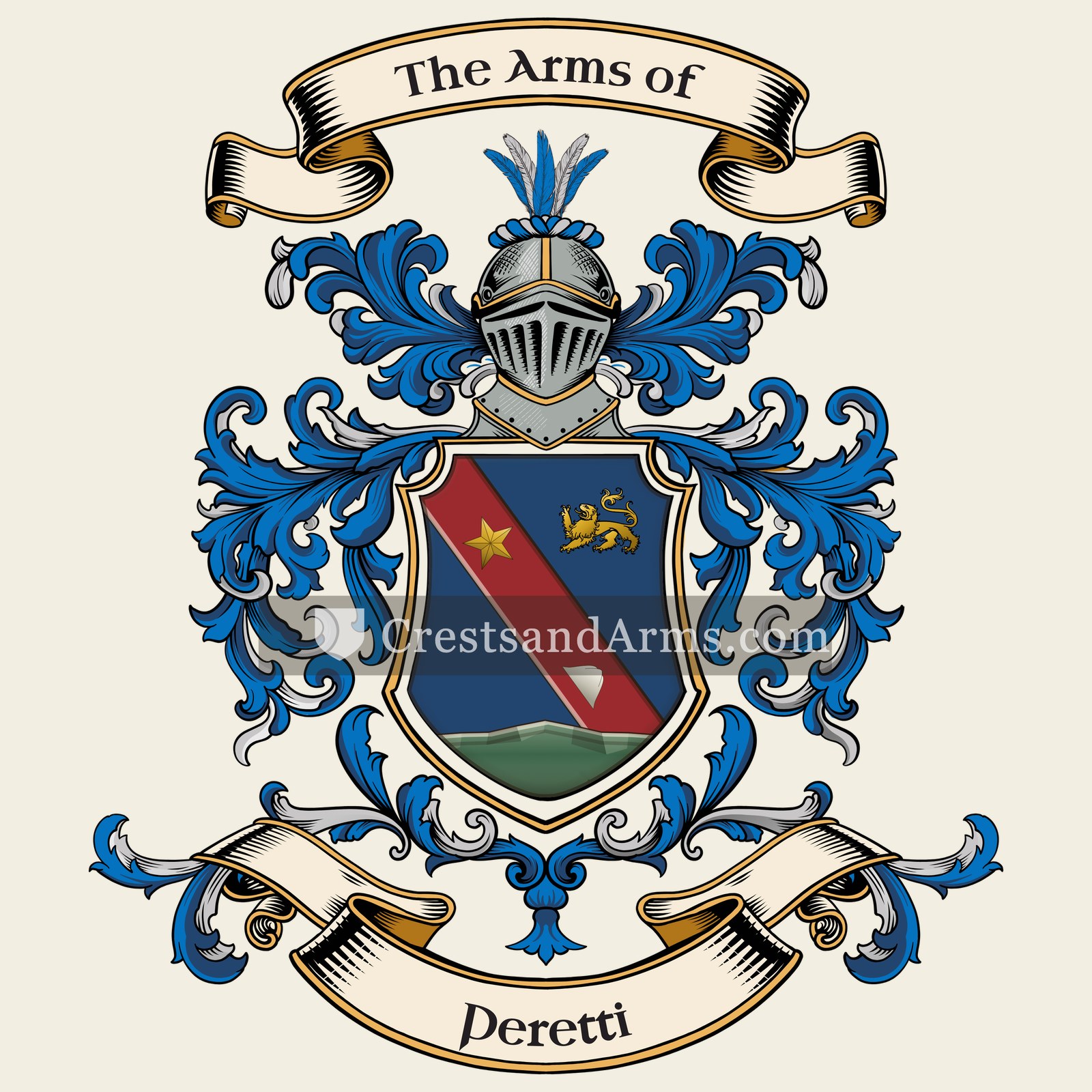 The Peretti coat of arms, drawn from the recorded blazon