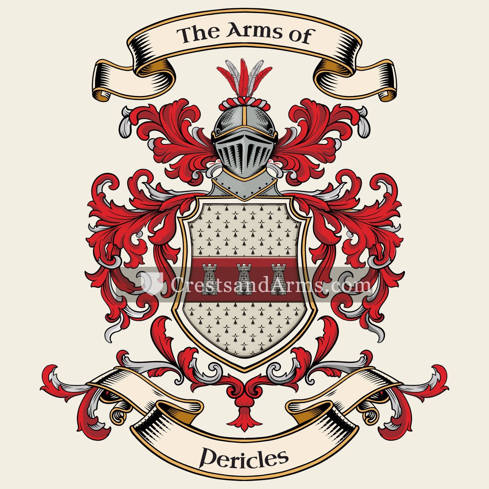 The Pericles coat of arms, drawn from the recorded blazon
