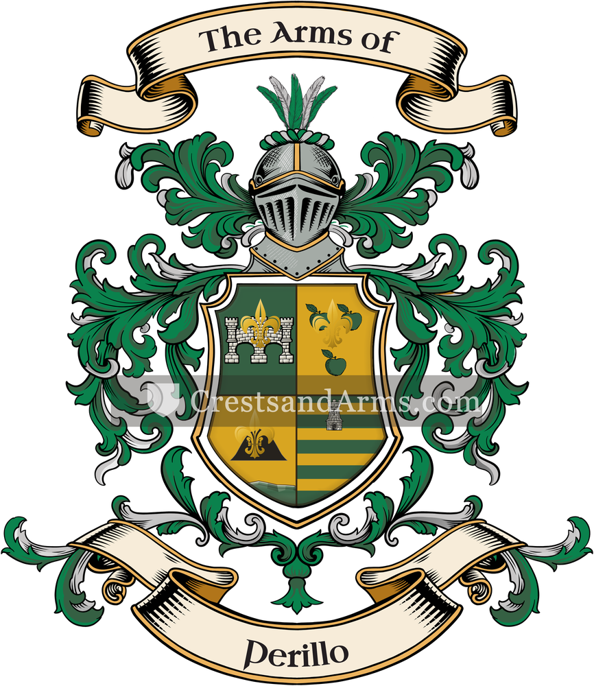 The Perillo coat of arms, drawn from the recorded blazon