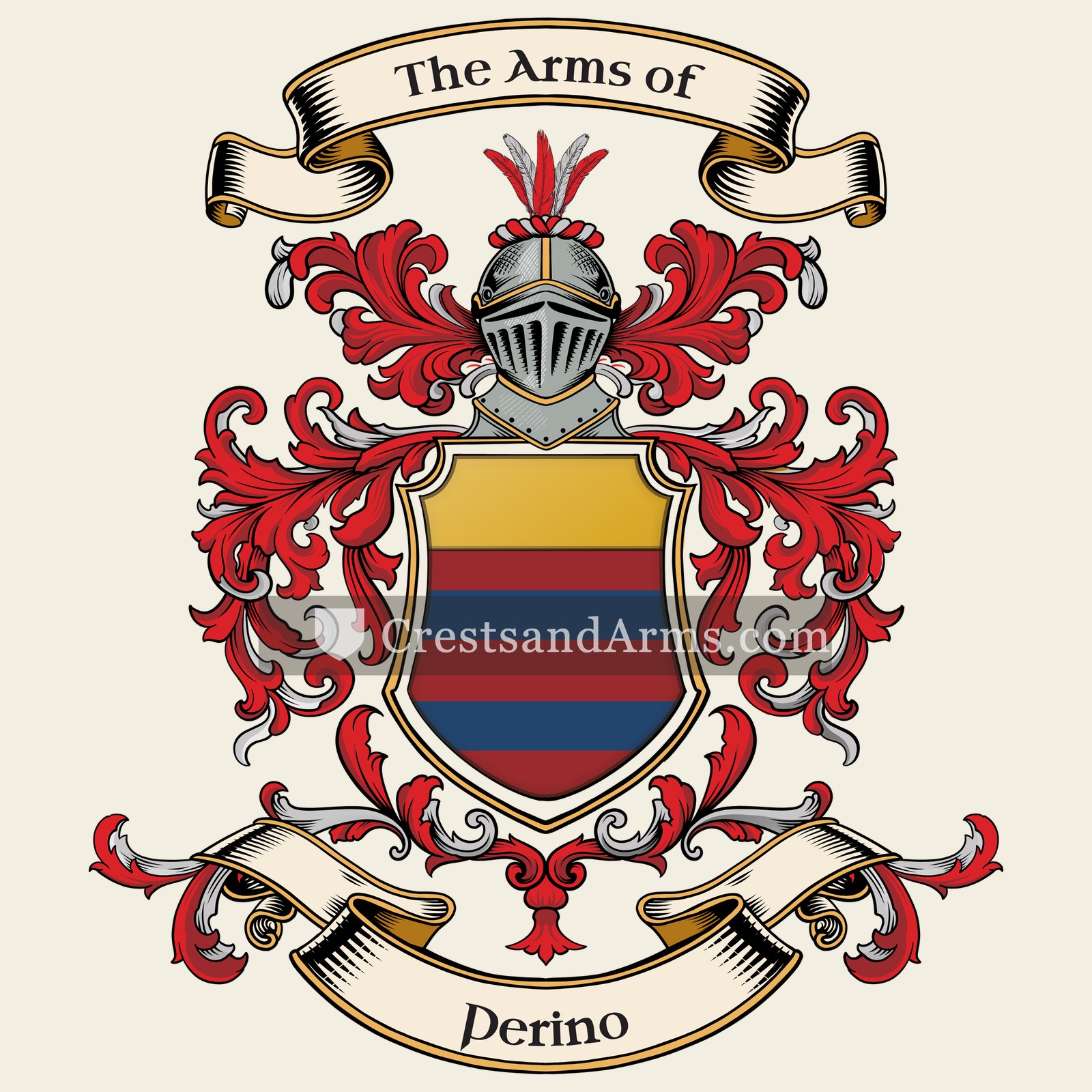 The Perino coat of arms, drawn from the recorded blazon