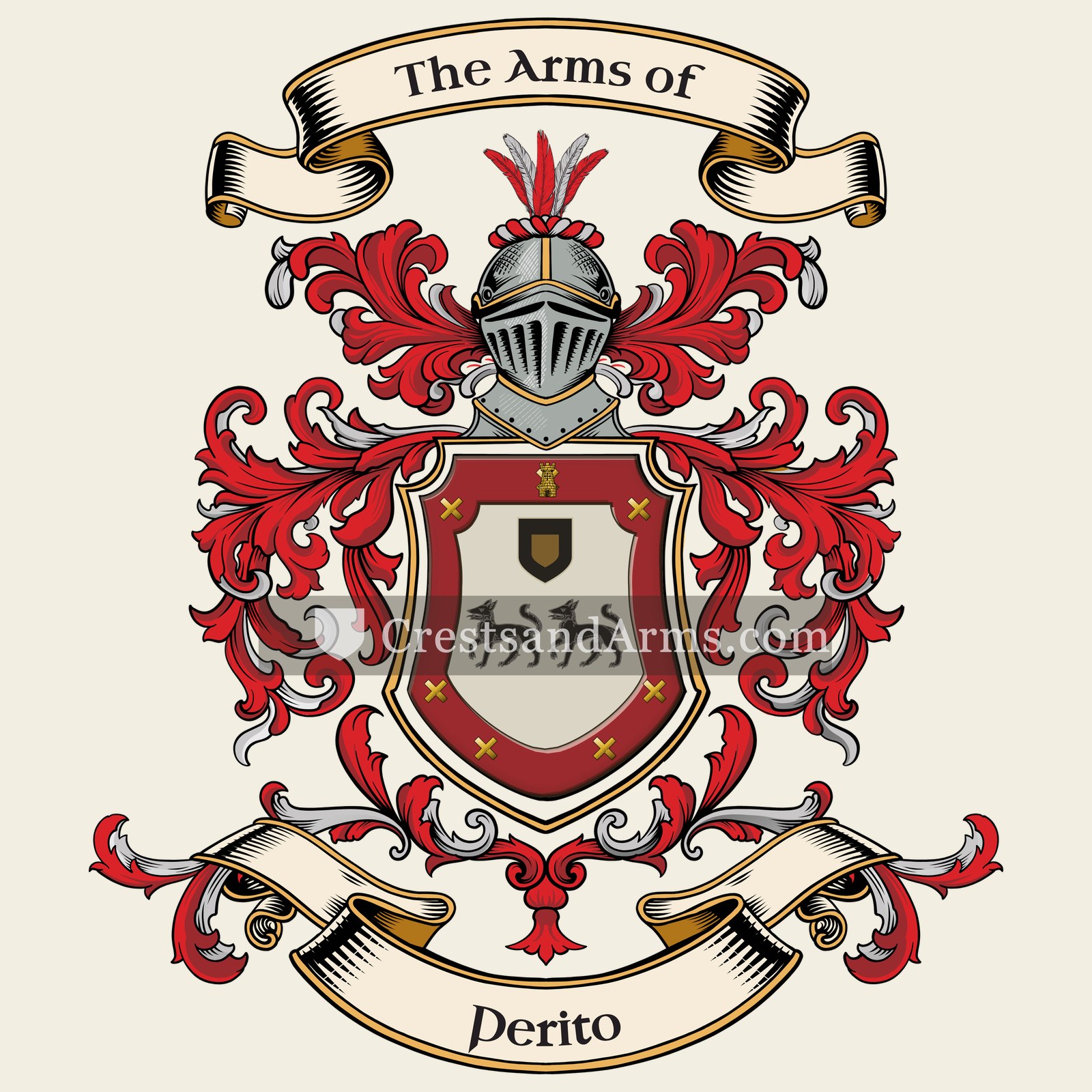The Perito coat of arms, drawn from the recorded blazon