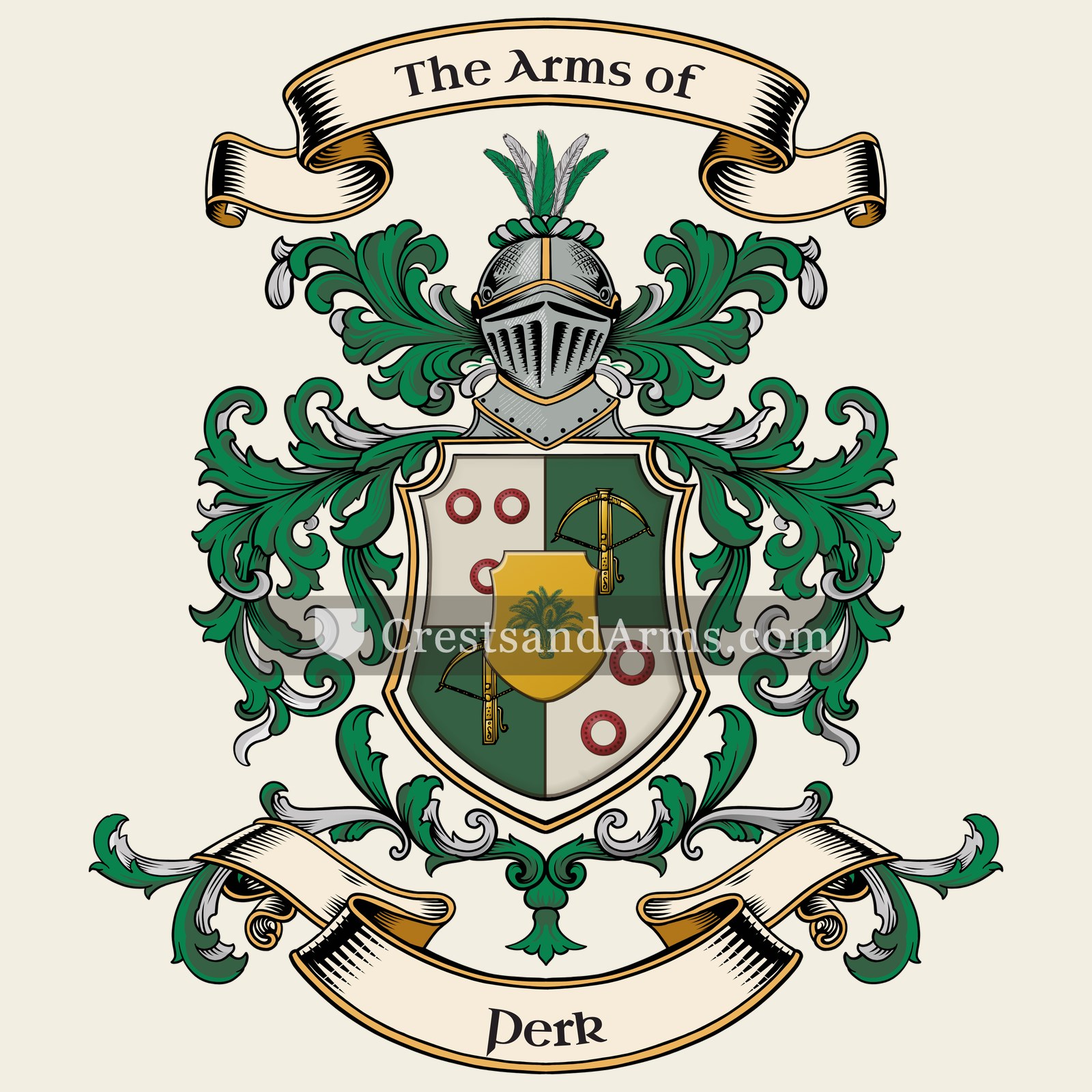 The Perk coat of arms, drawn from the recorded blazon