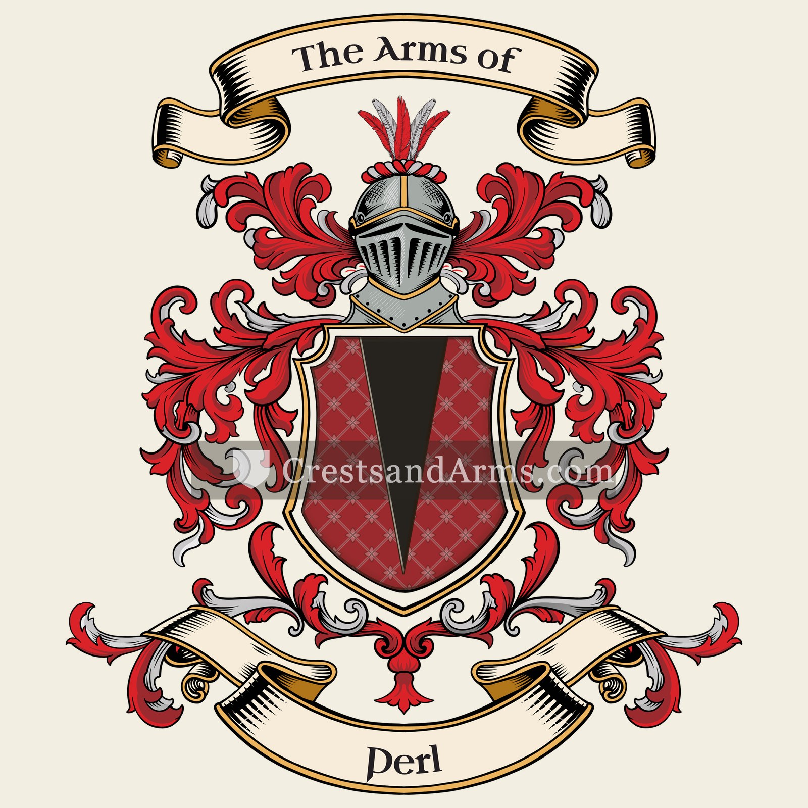 The Perl coat of arms, drawn from the recorded blazon
