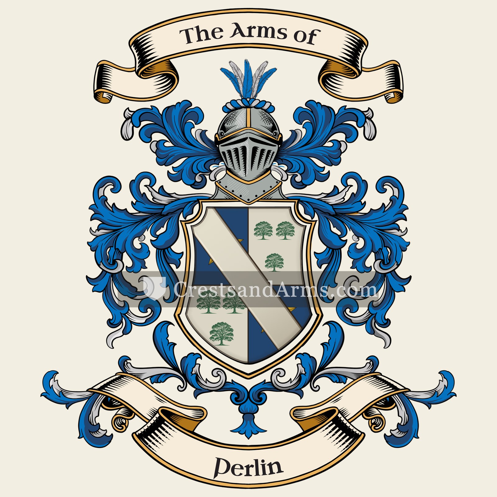The Perlin coat of arms, drawn from the recorded blazon