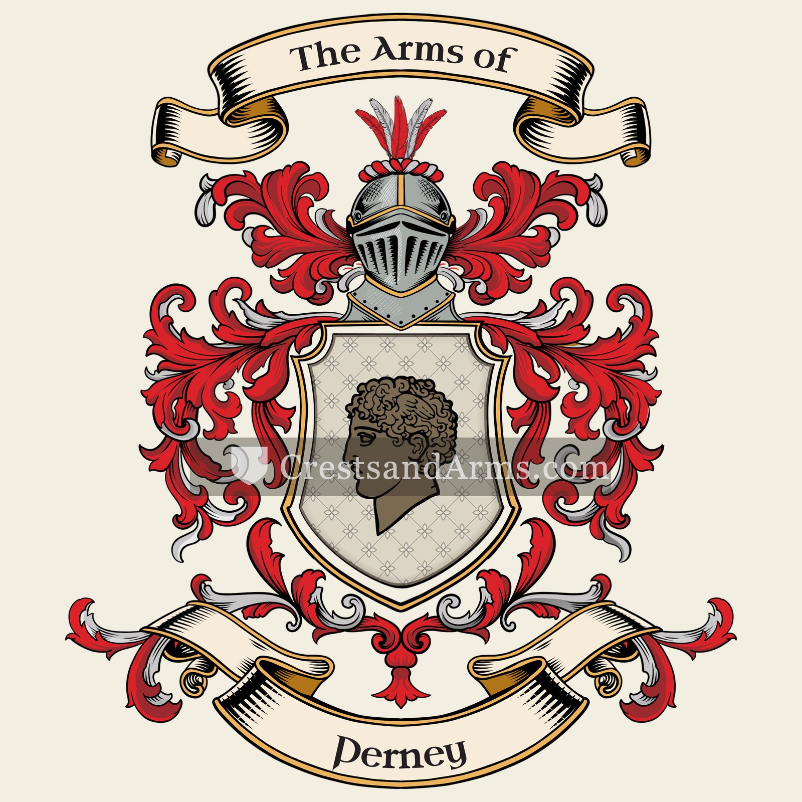 The Perney coat of arms, drawn from the recorded blazon