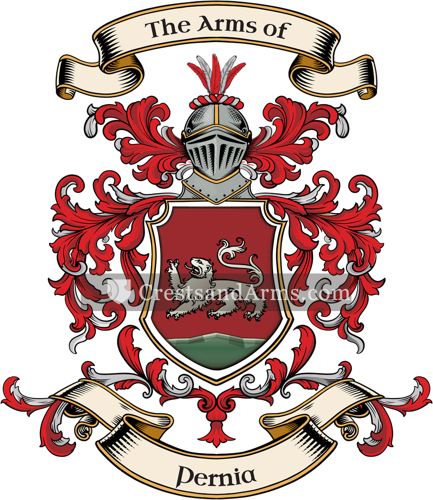 The Pernia coat of arms, drawn from the recorded blazon