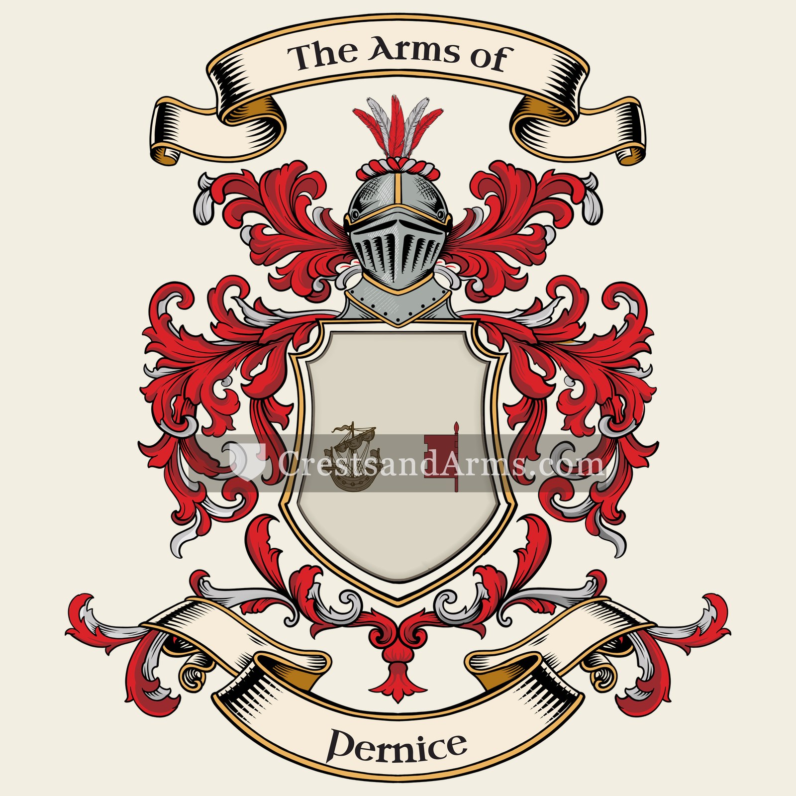 The Pernice coat of arms, drawn from the recorded blazon
