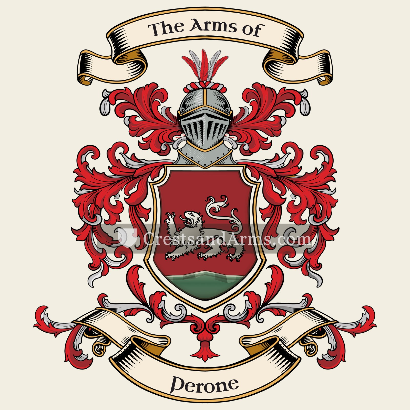 The Perone coat of arms, drawn from the recorded blazon