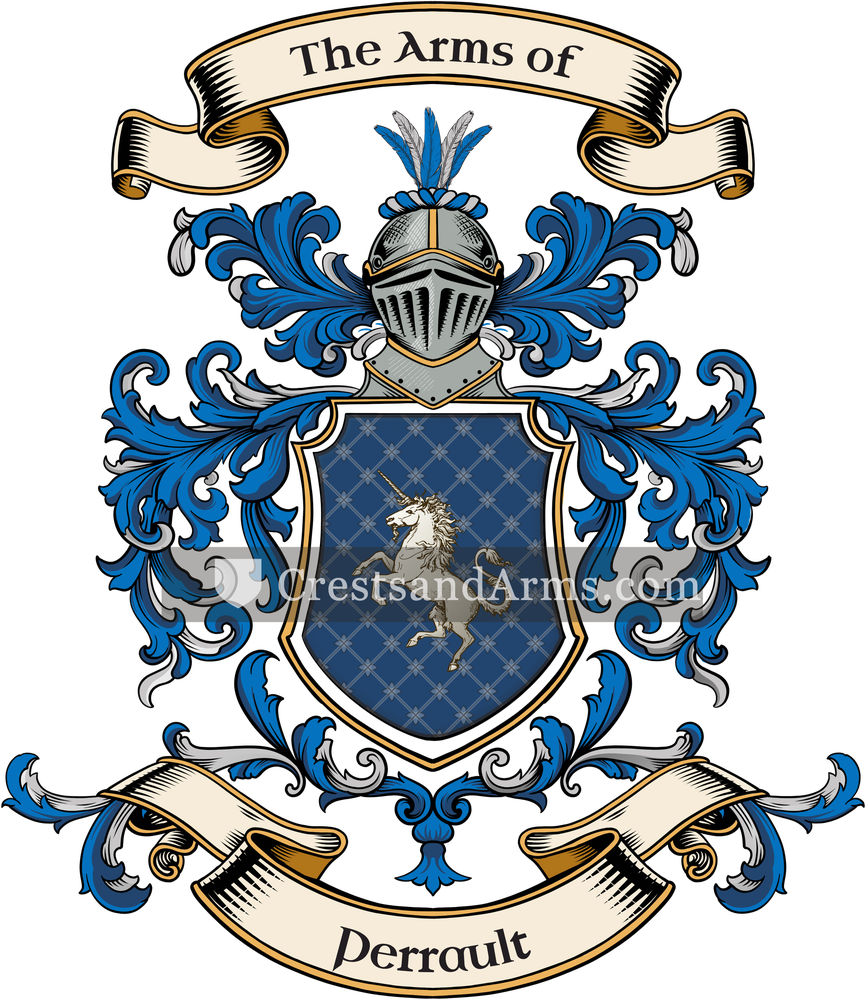 The Perrault coat of arms, drawn from the recorded blazon