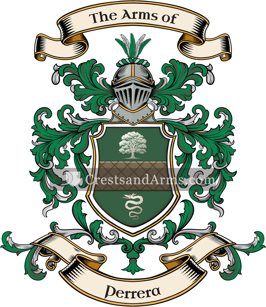 The Perrera coat of arms, drawn from the recorded blazon