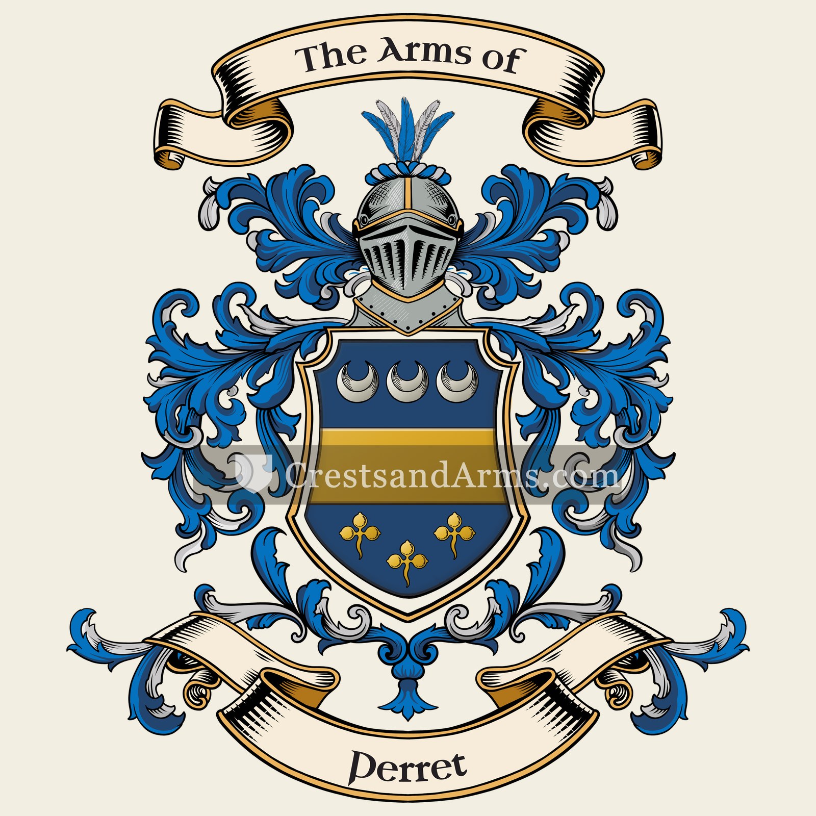 The Perret coat of arms, drawn from the recorded blazon