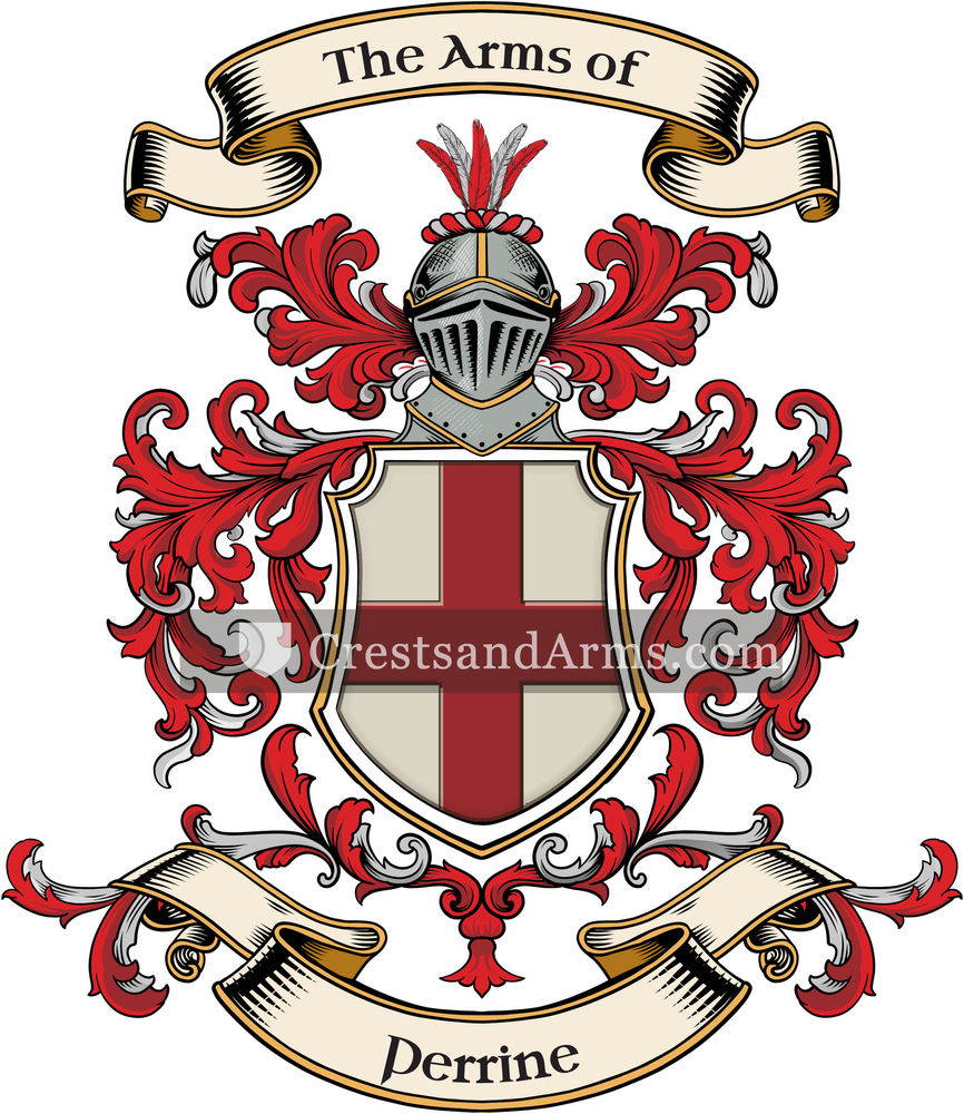 The Perrine coat of arms, drawn from the recorded blazon