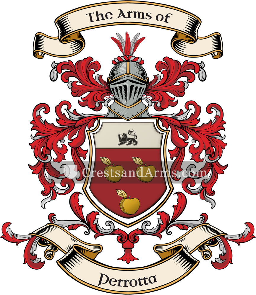 The Perrotta coat of arms, drawn from the recorded blazon