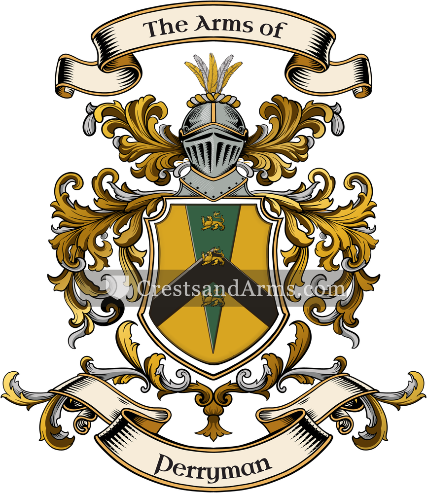 The Perryman coat of arms, drawn from the recorded blazon