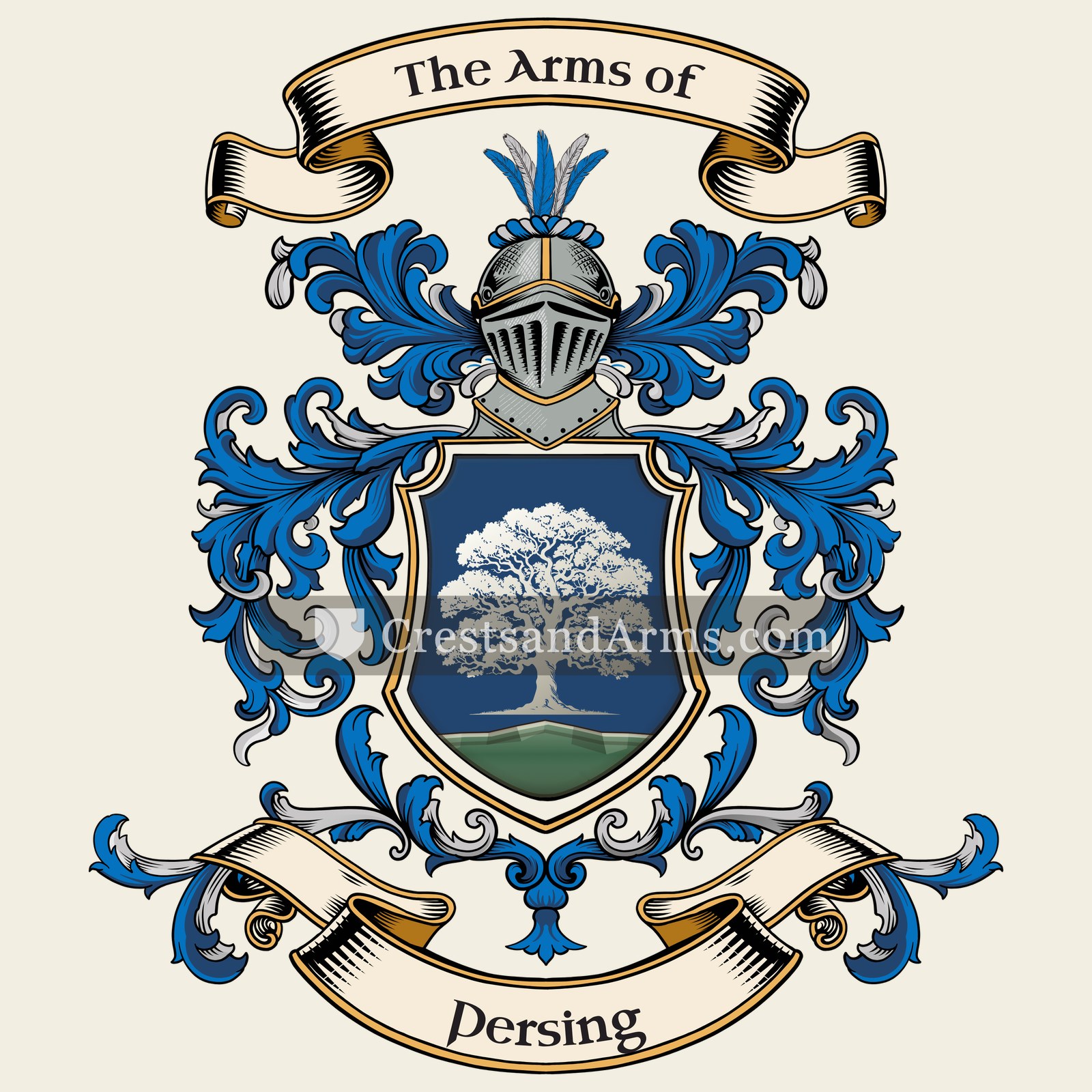 The Persing coat of arms, drawn from the recorded blazon