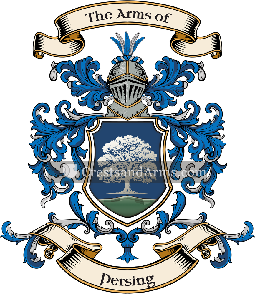 The Persing coat of arms, drawn from the recorded blazon