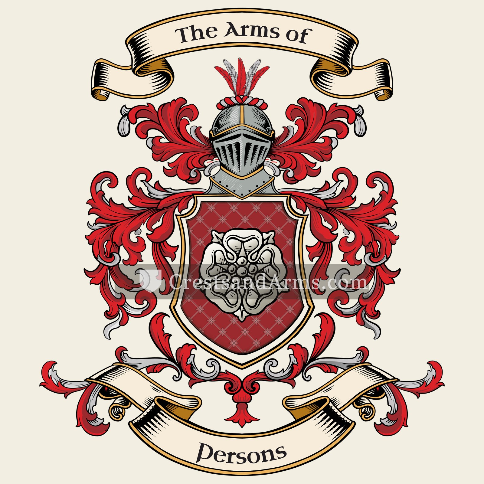The Persons coat of arms, drawn from the recorded blazon