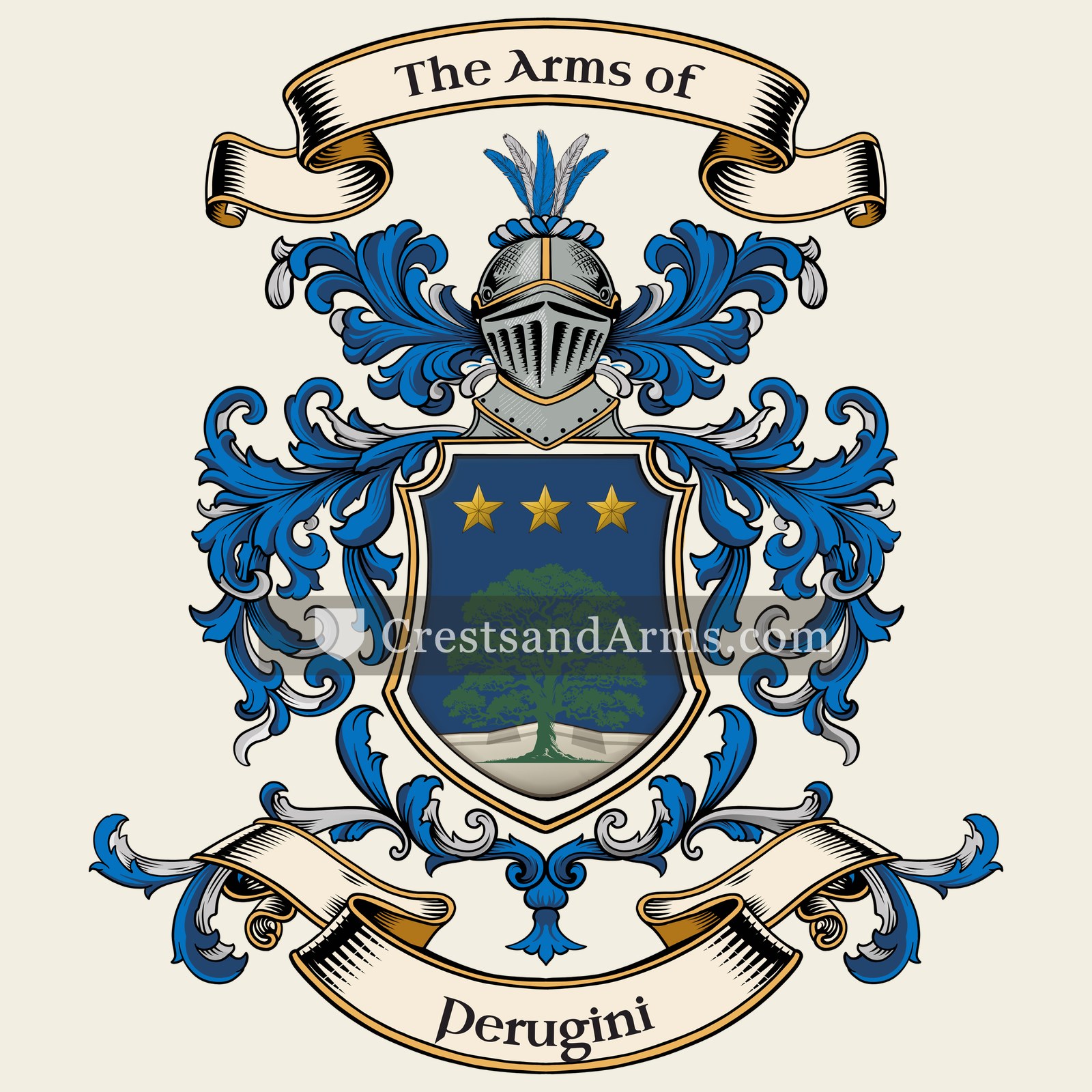 The Perugini coat of arms, drawn from the recorded blazon