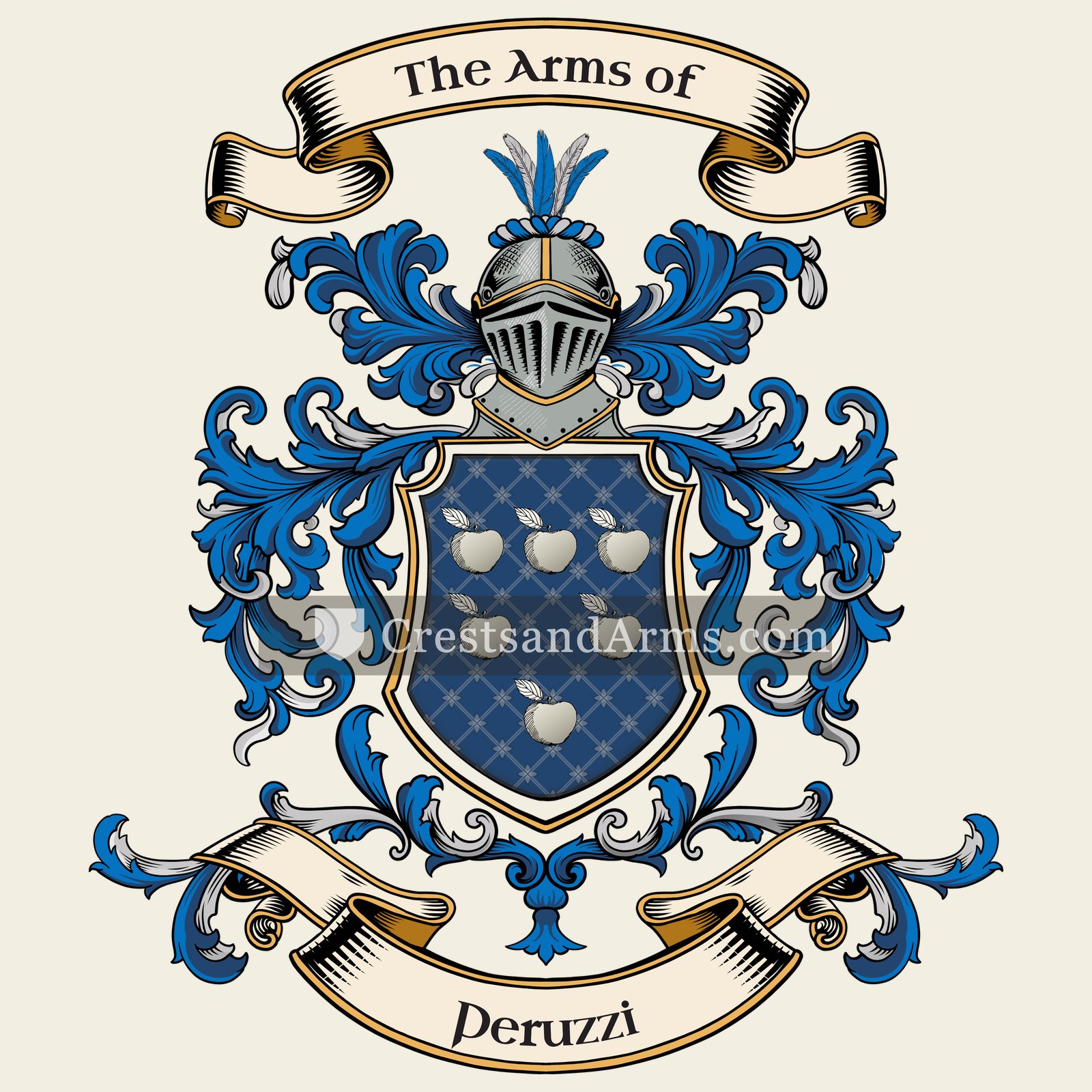 The Peruzzi coat of arms, drawn from the recorded blazon