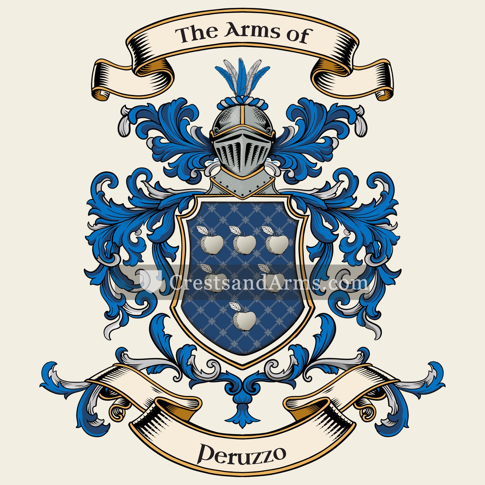 The Peruzzo coat of arms, drawn from the recorded blazon
