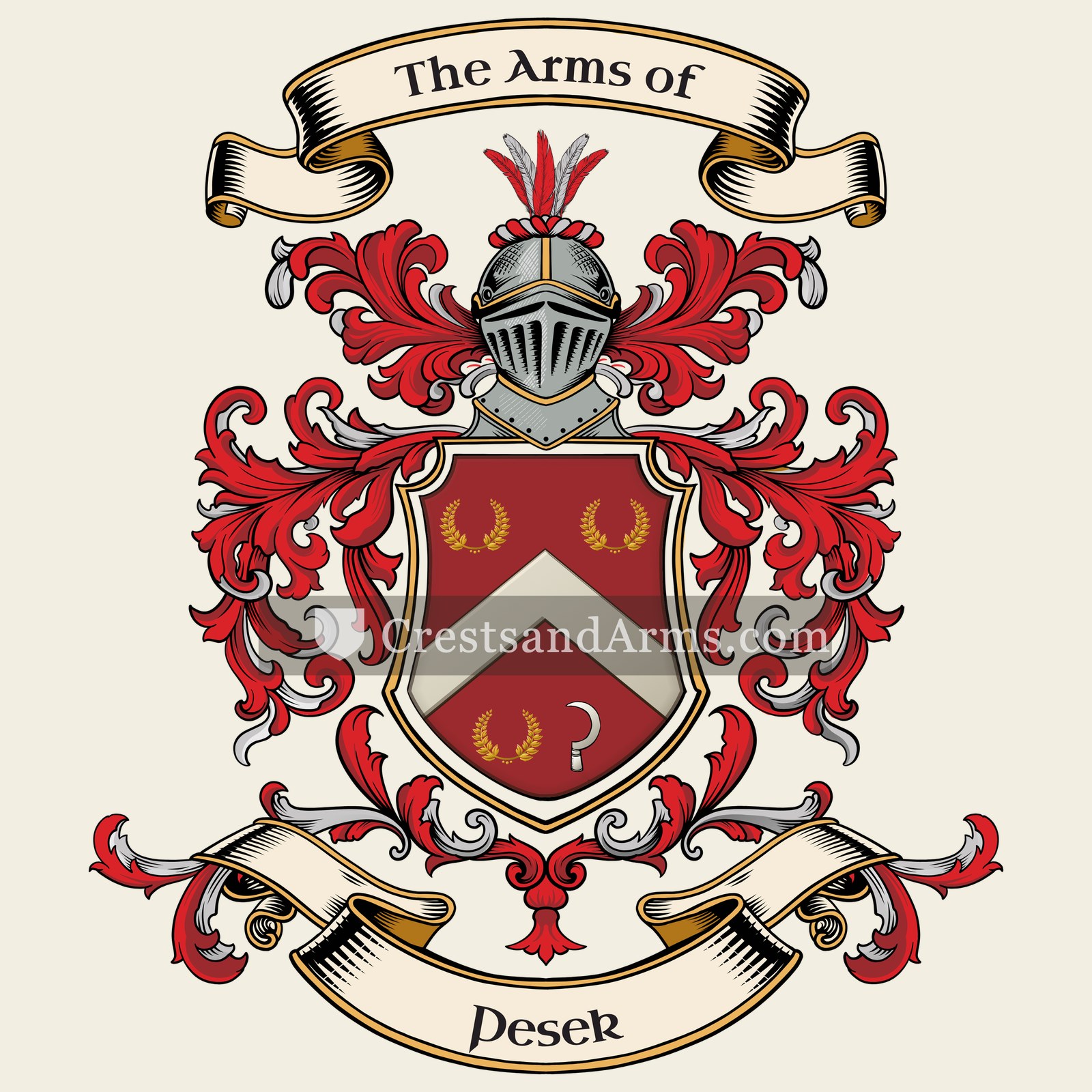 The Pesek coat of arms, drawn from the recorded blazon