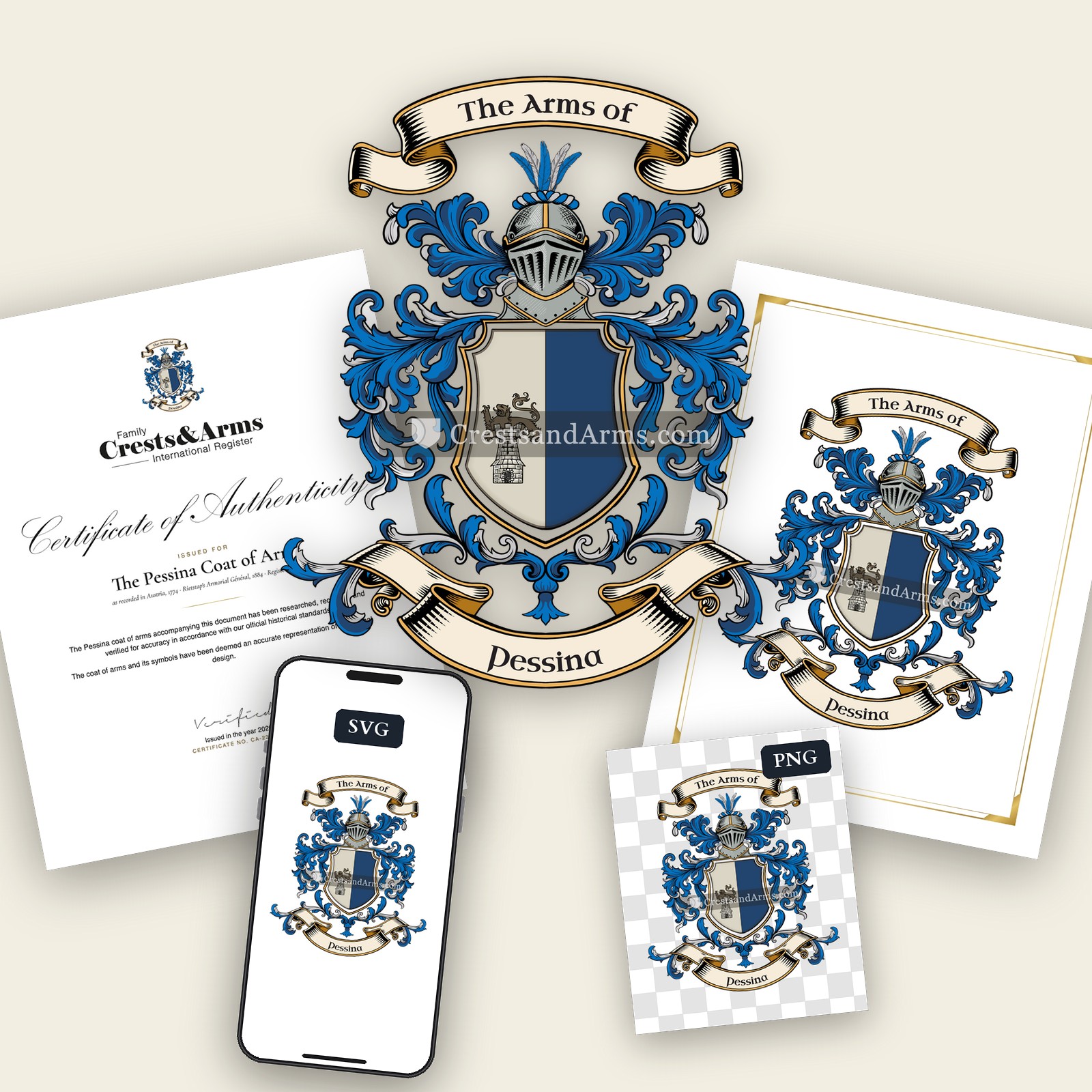 The Pessina arms on the coat of arms — digital pack