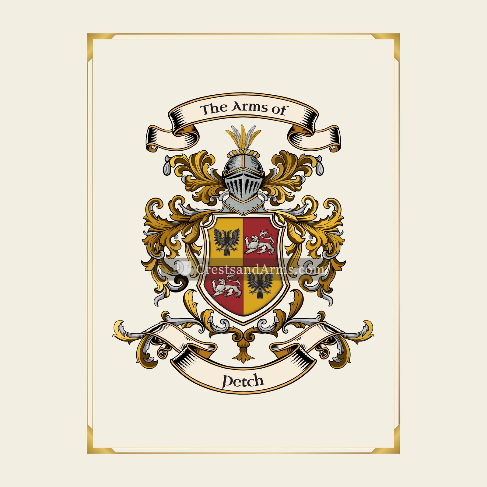 With gold border