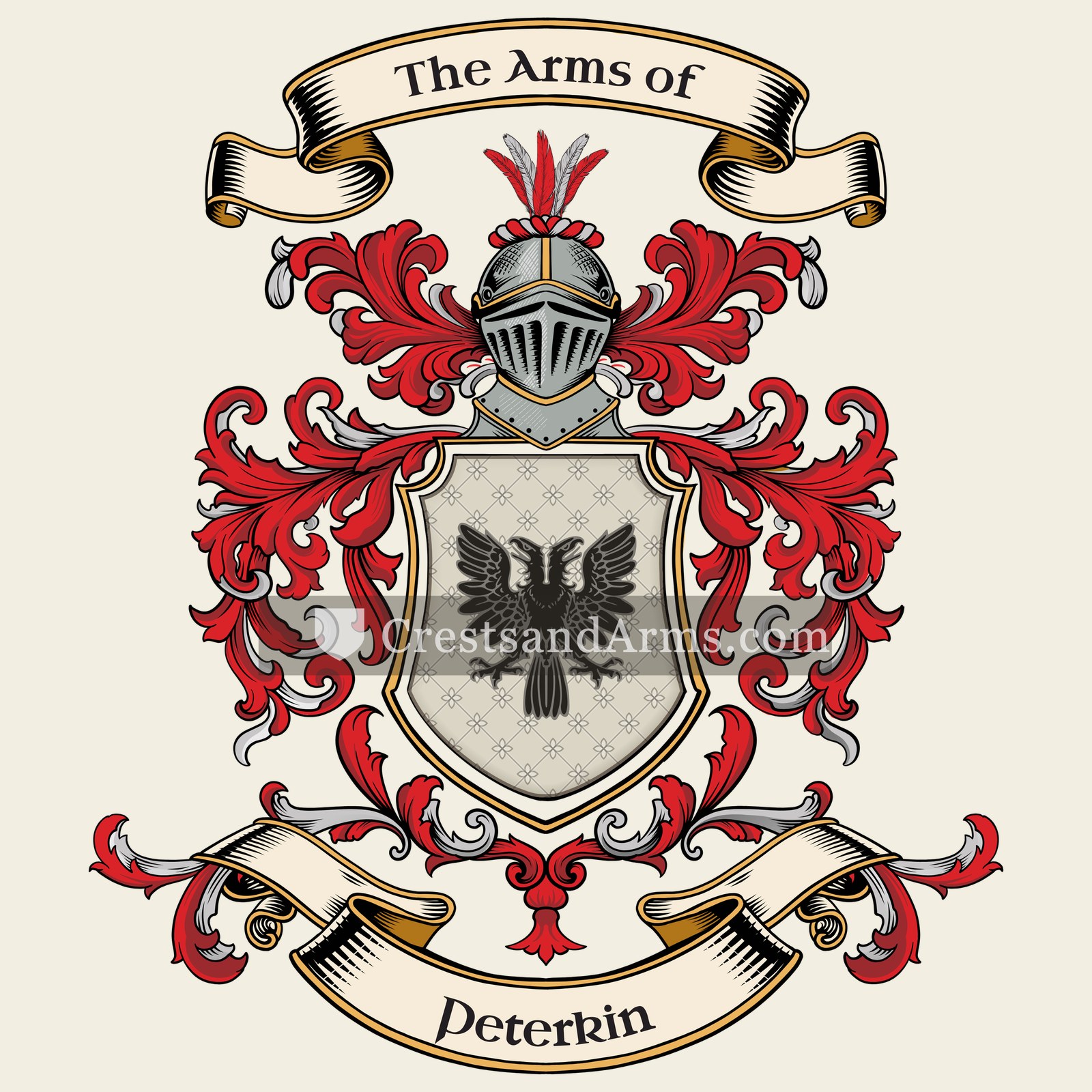 The Peterkin coat of arms, drawn from the recorded blazon